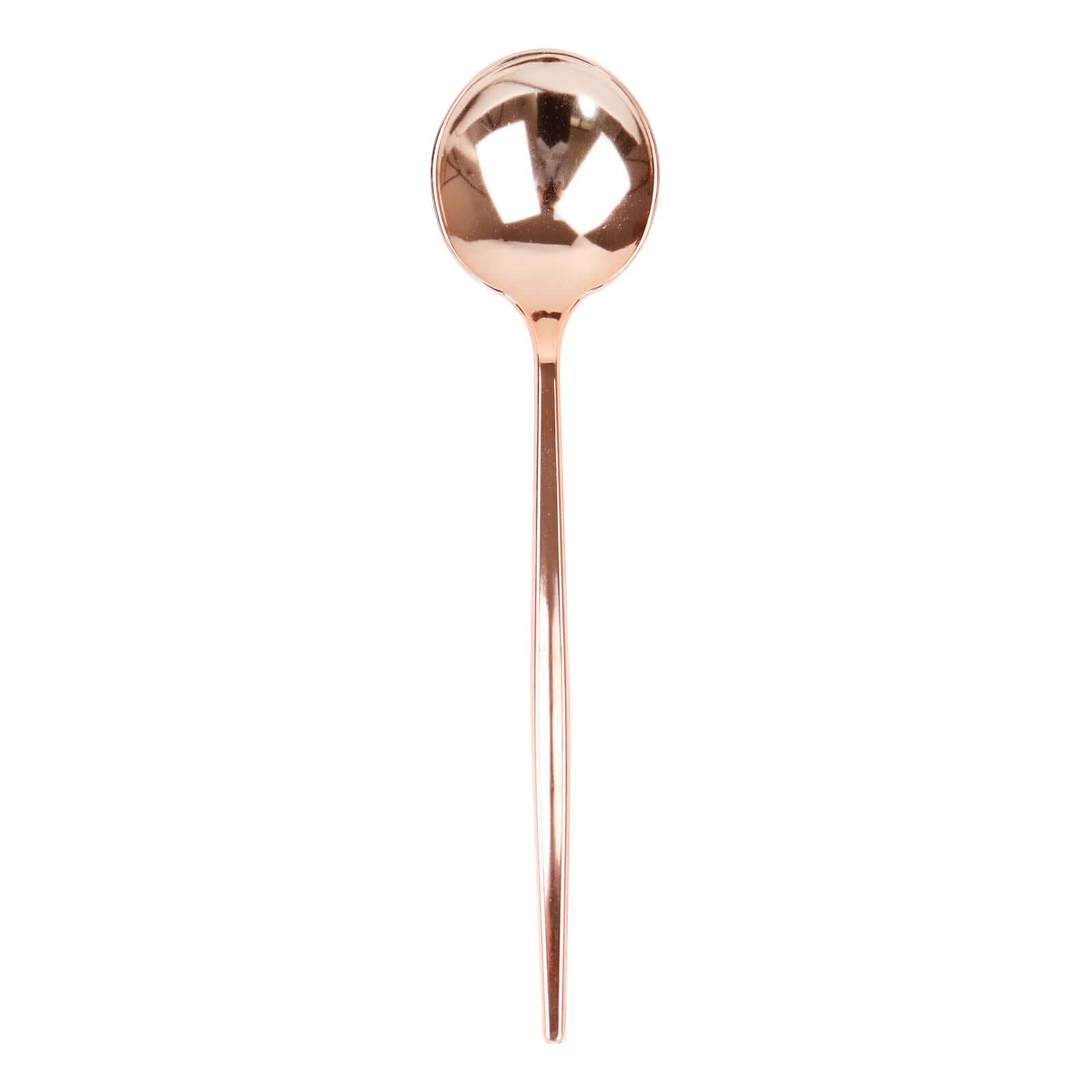 24-Pack Plastic Spoons Glossy Rose Gold - Premium Heavy Duty Disposable Silverware 8"