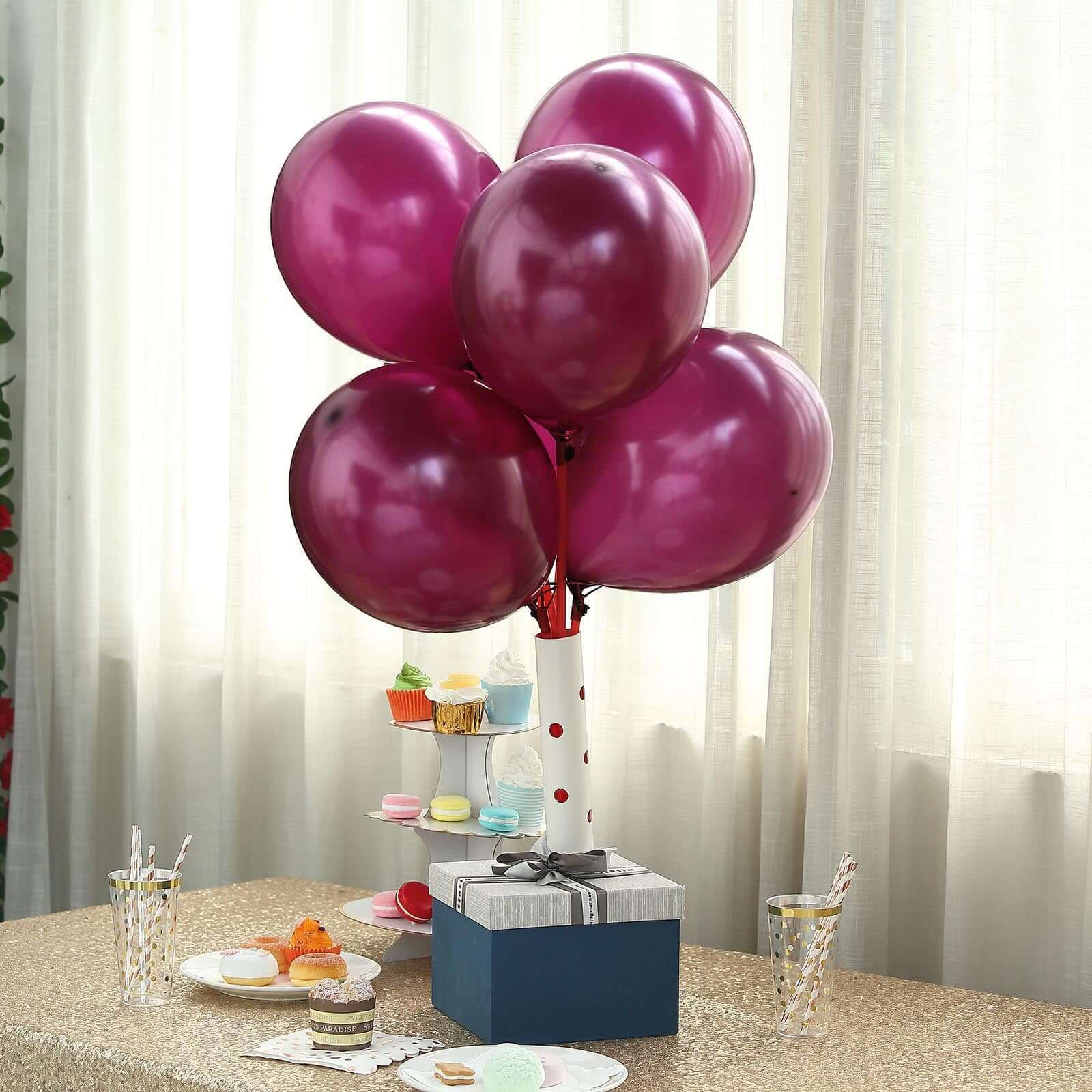 25 Pack 12" Shiny Pearl Eggplant Latex Helium or Air Balloons