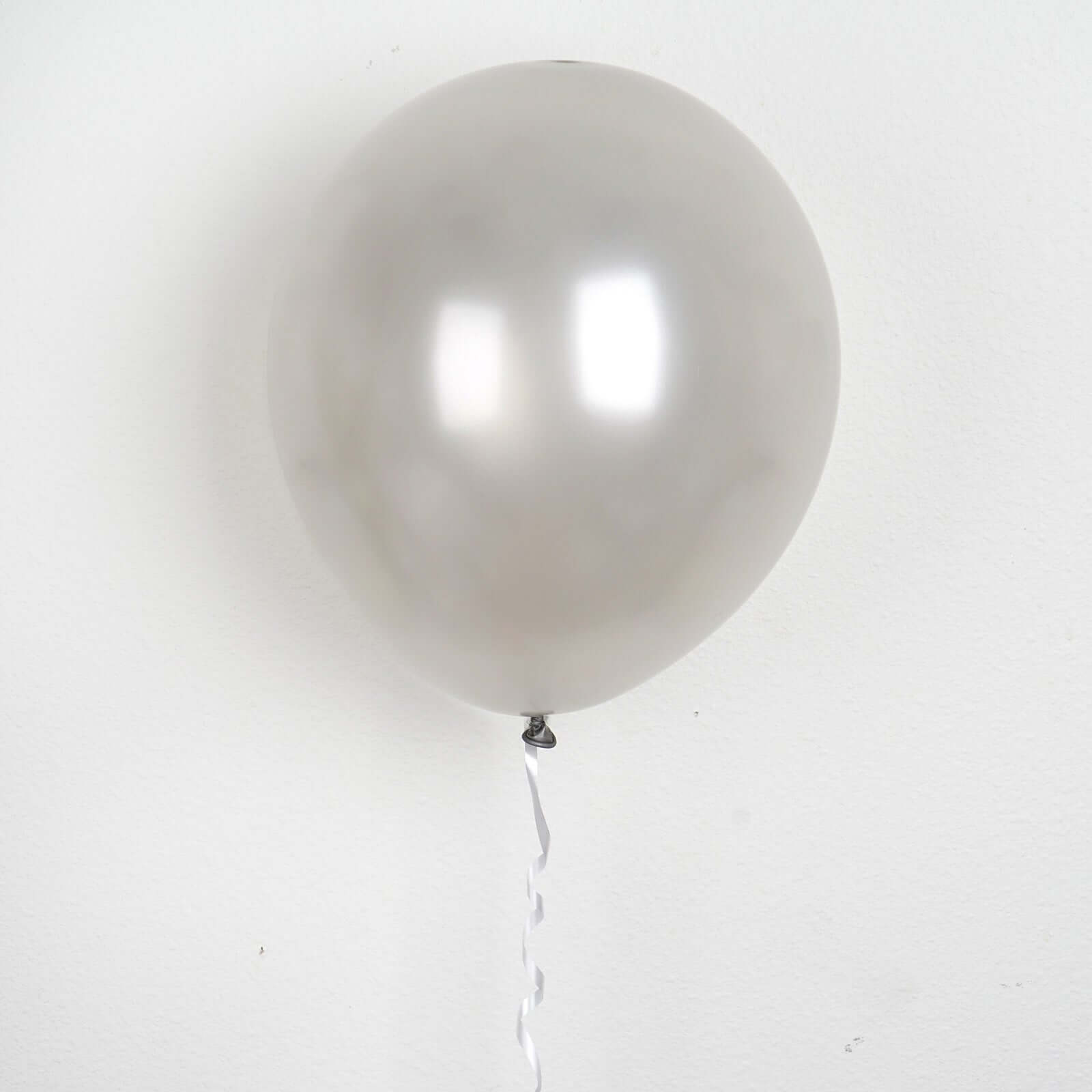 25 Pack 12" Shiny Pearl Silver Latex Helium, Air or Water Balloons
