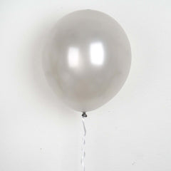 25 Pack 12" Shiny Pearl Silver Latex Helium, Air or Water Balloons