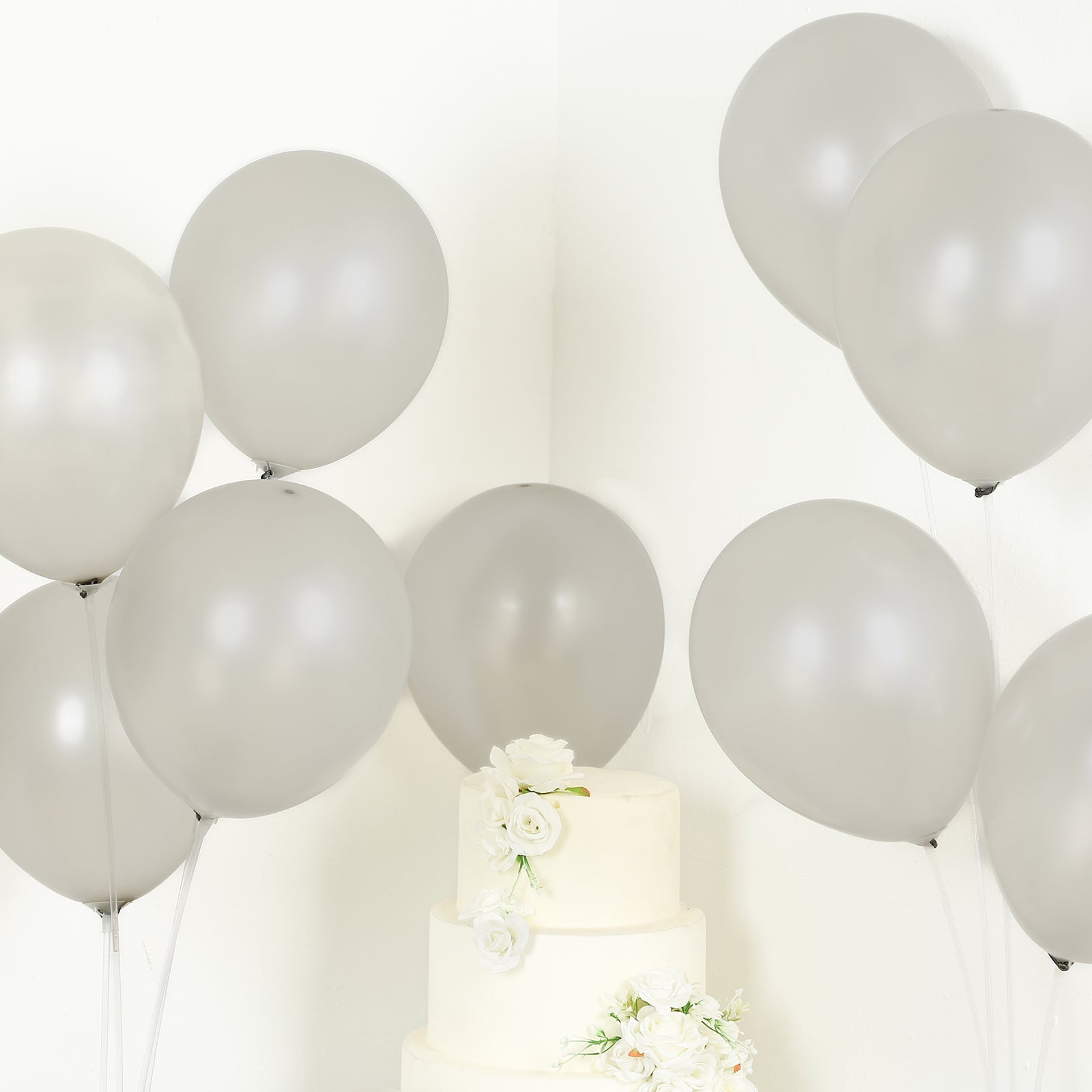 50 Pack Silver Biodegradable Balloons, 12" Thickened Extra Strong Eco-friendly Latex Helium Party Balloons