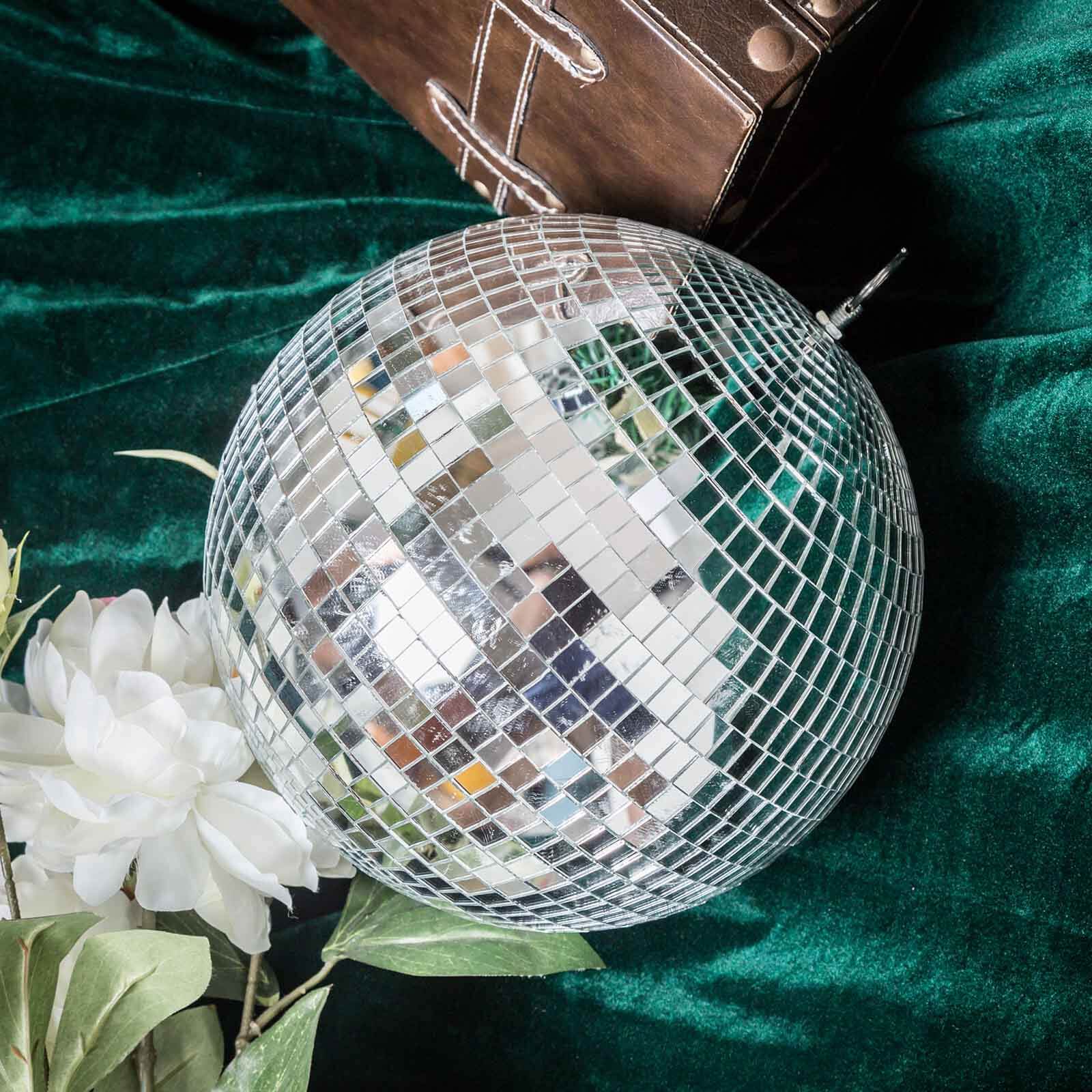 2 Pack 10" Silver Foam Disco Mirror Ball With Hanging Swivel Ring, Holiday Party Decor