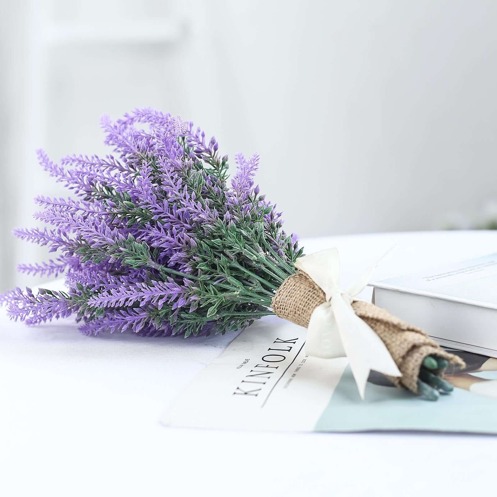 4 Bushes 14" Artificial Lavender Lilac Flower Plant Stems Greenery Bouquet