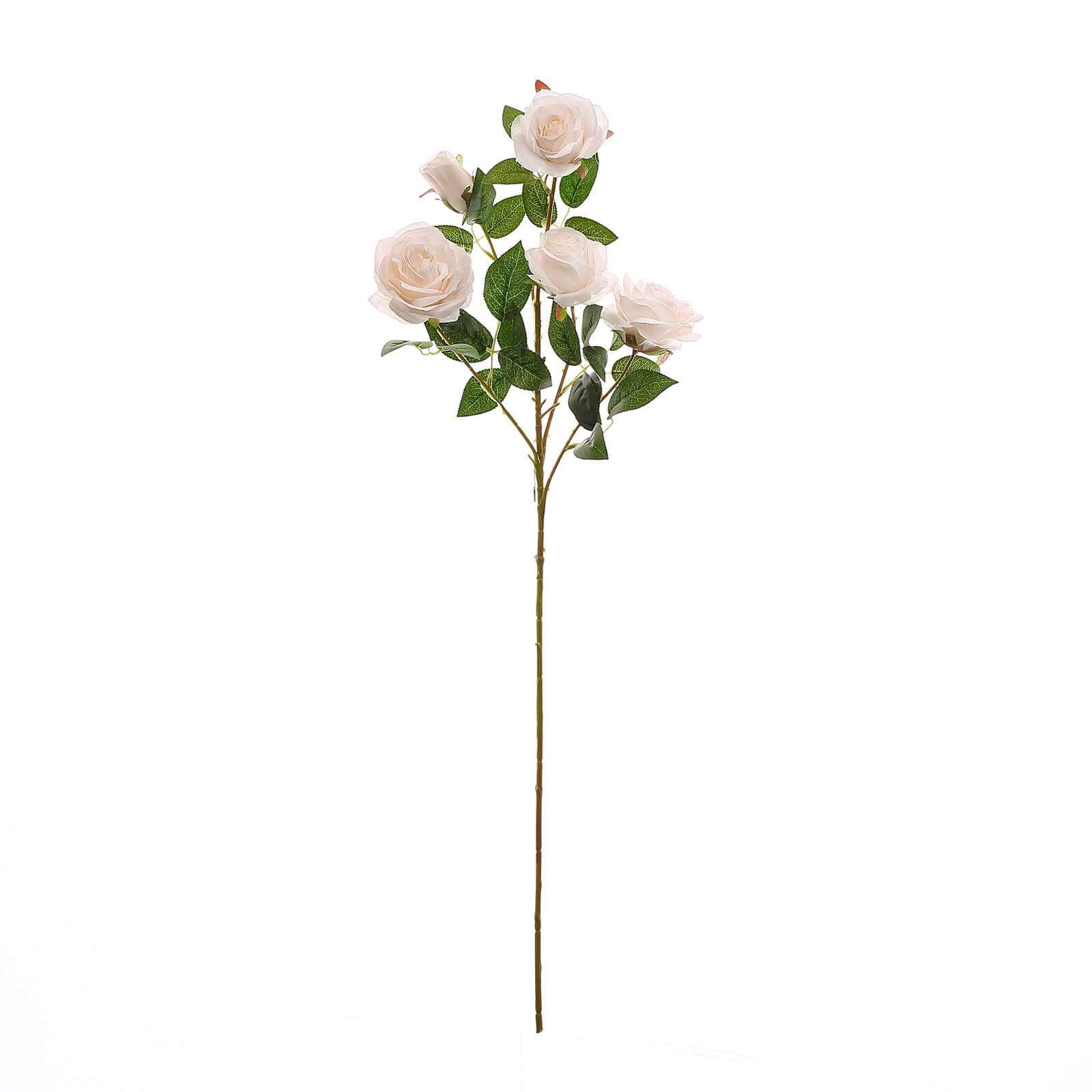 2 Bouquets 33" Tall Blush Artificial Silk Long Stem Rose Bush
