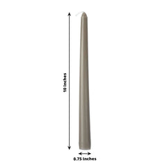 12-Pack Taper Candles Premium Wax Design Taupe - Unscented Candles for Upscale Settings 10"
