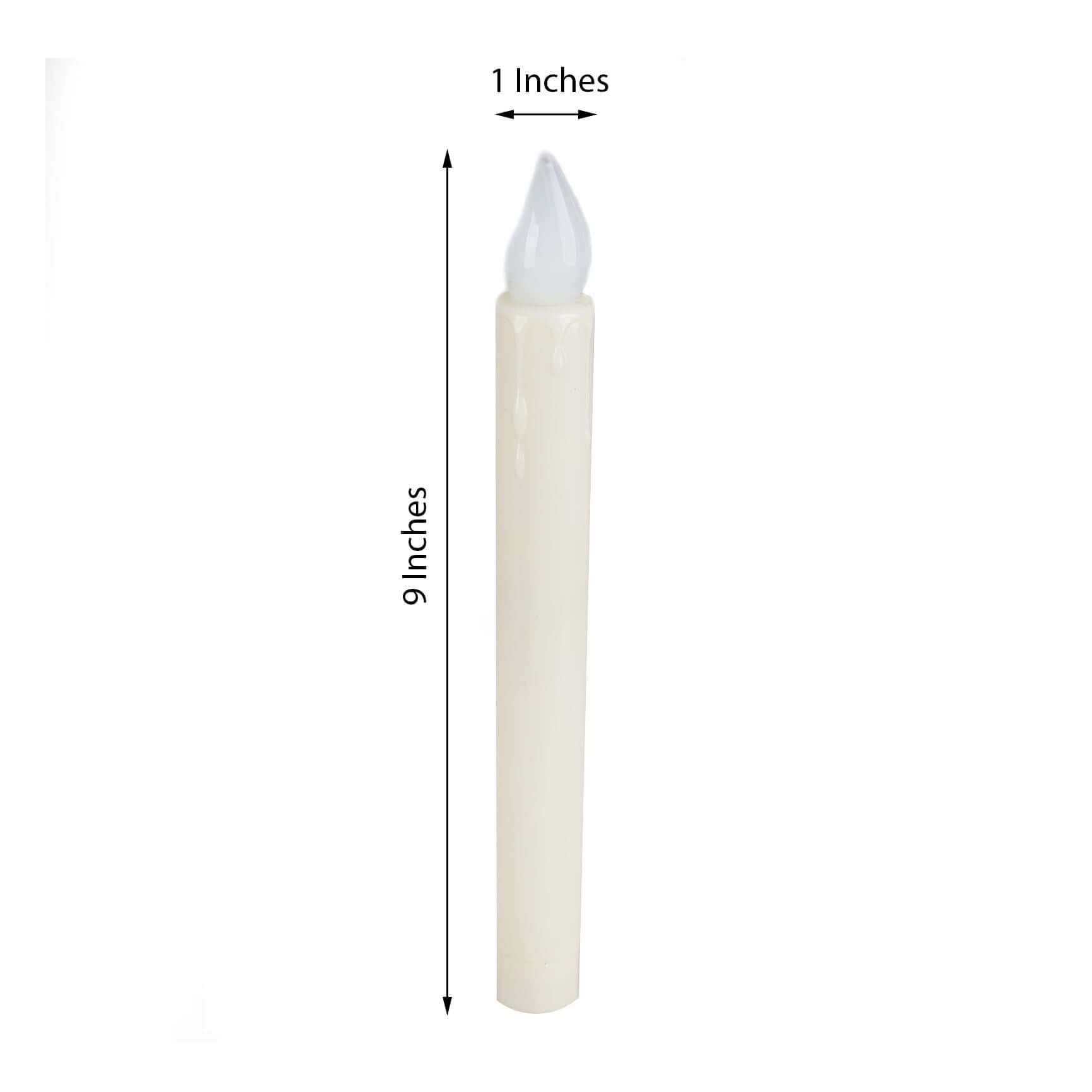 3-Pack LED Flameless Lighting Wax Drip Textured White - Battery Operated Taper Candles 9"