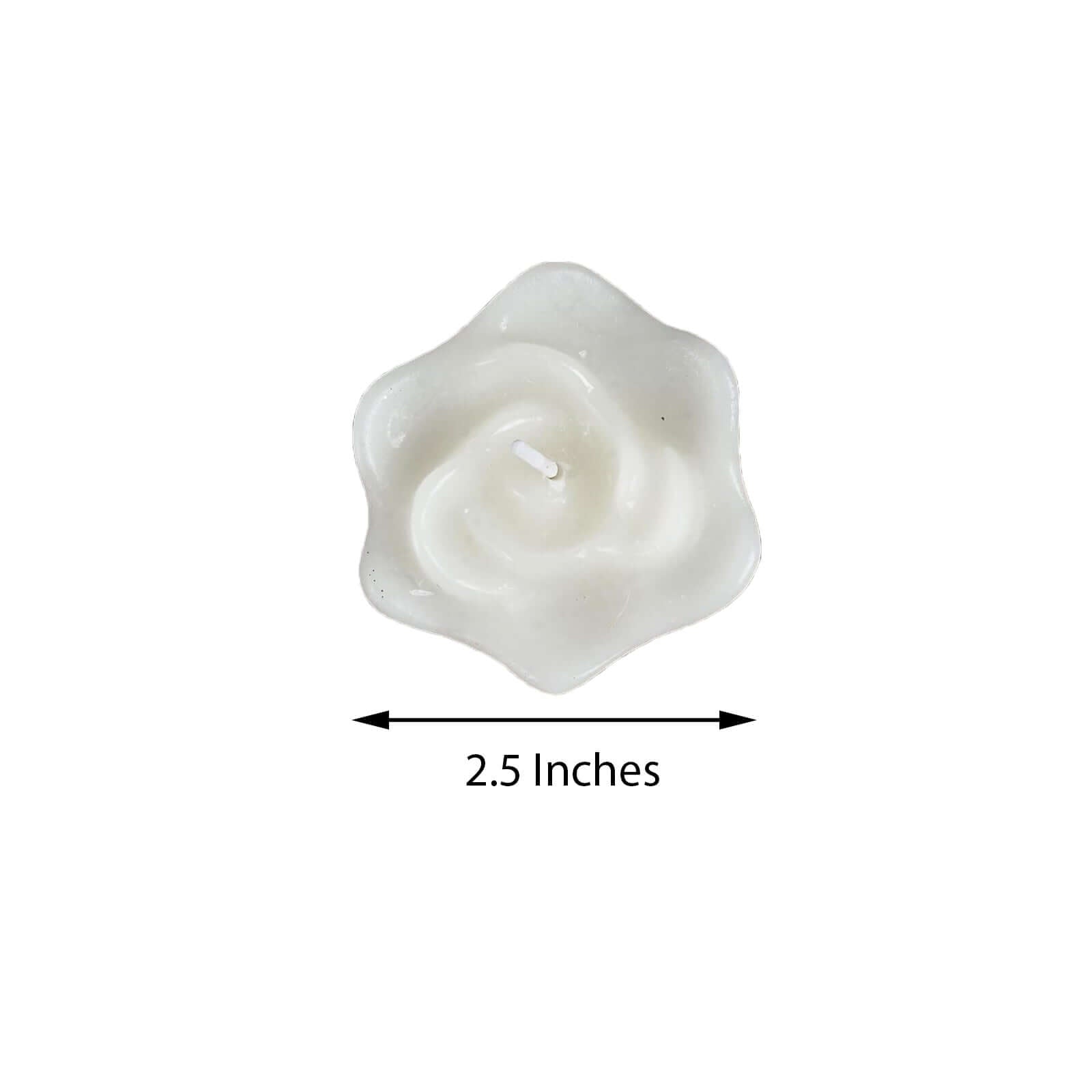 4-Pack Floating Candles Rose Flower Design White - Wedding Vase Fillers for Events 2.5"