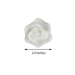 4-Pack Floating Candles Rose Flower Design White - Wedding Vase Fillers for Events 2.5"