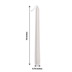12-Pack Taper Candles Premium Wax Design Metallic Pearl White - Unscented Candles for Upscale Settings 10"