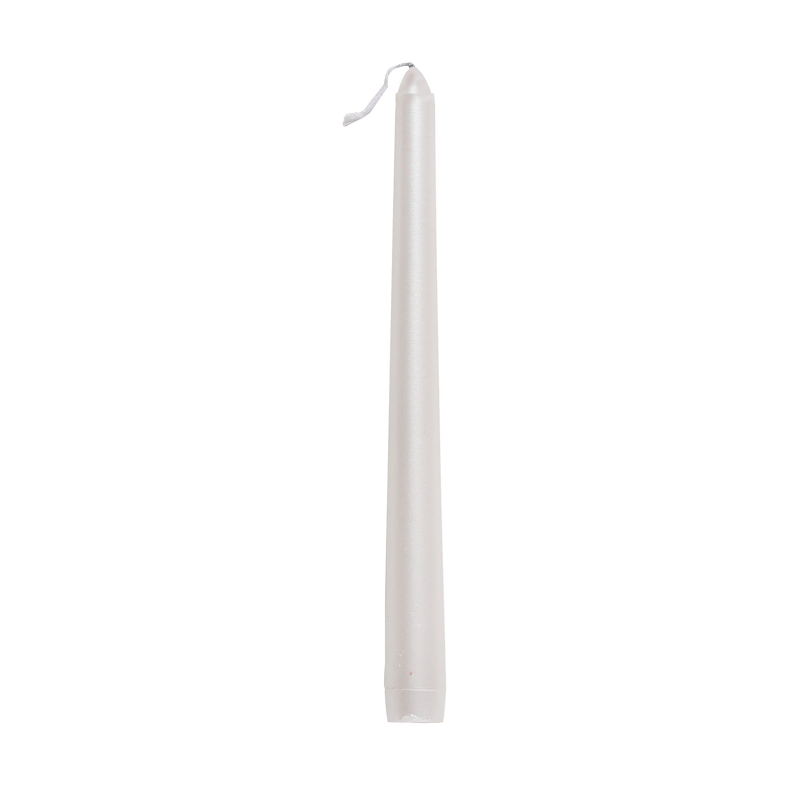 12-Pack Taper Candles Premium Wax Design Metallic Pearl White - Unscented Candles for Upscale Settings 10"