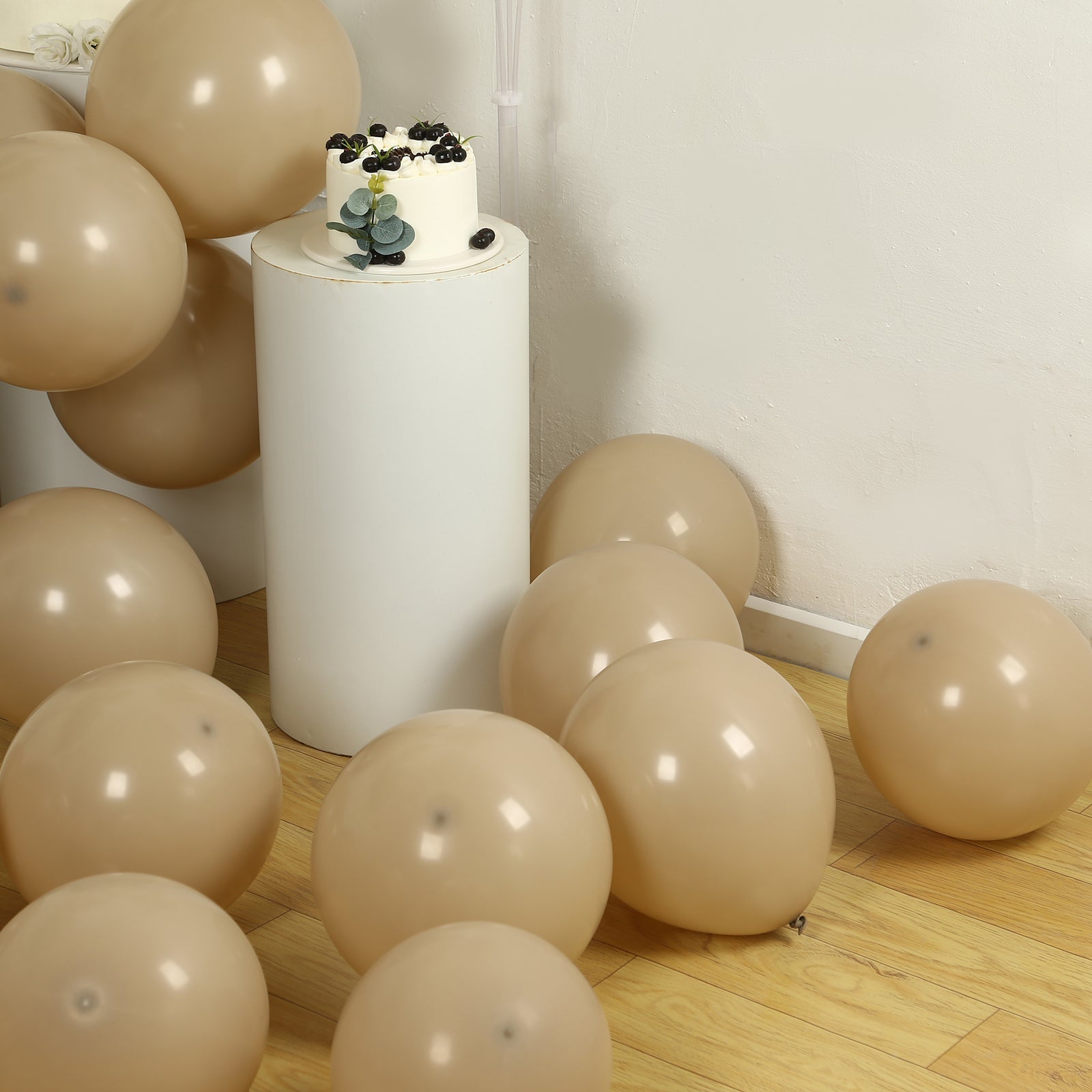 50 Pack Matte Pastel Taupe Biodegradable Balloons 12", Round Eco-friendly Thick Latex Party Balloons