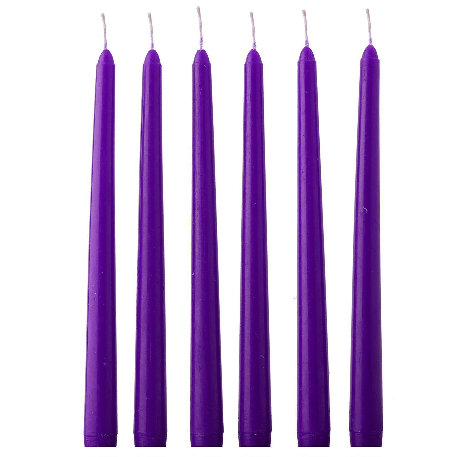 12-Pack Taper Candles Premium Wax Design Purple - Unscented Candles for Upscale Settings 10"
