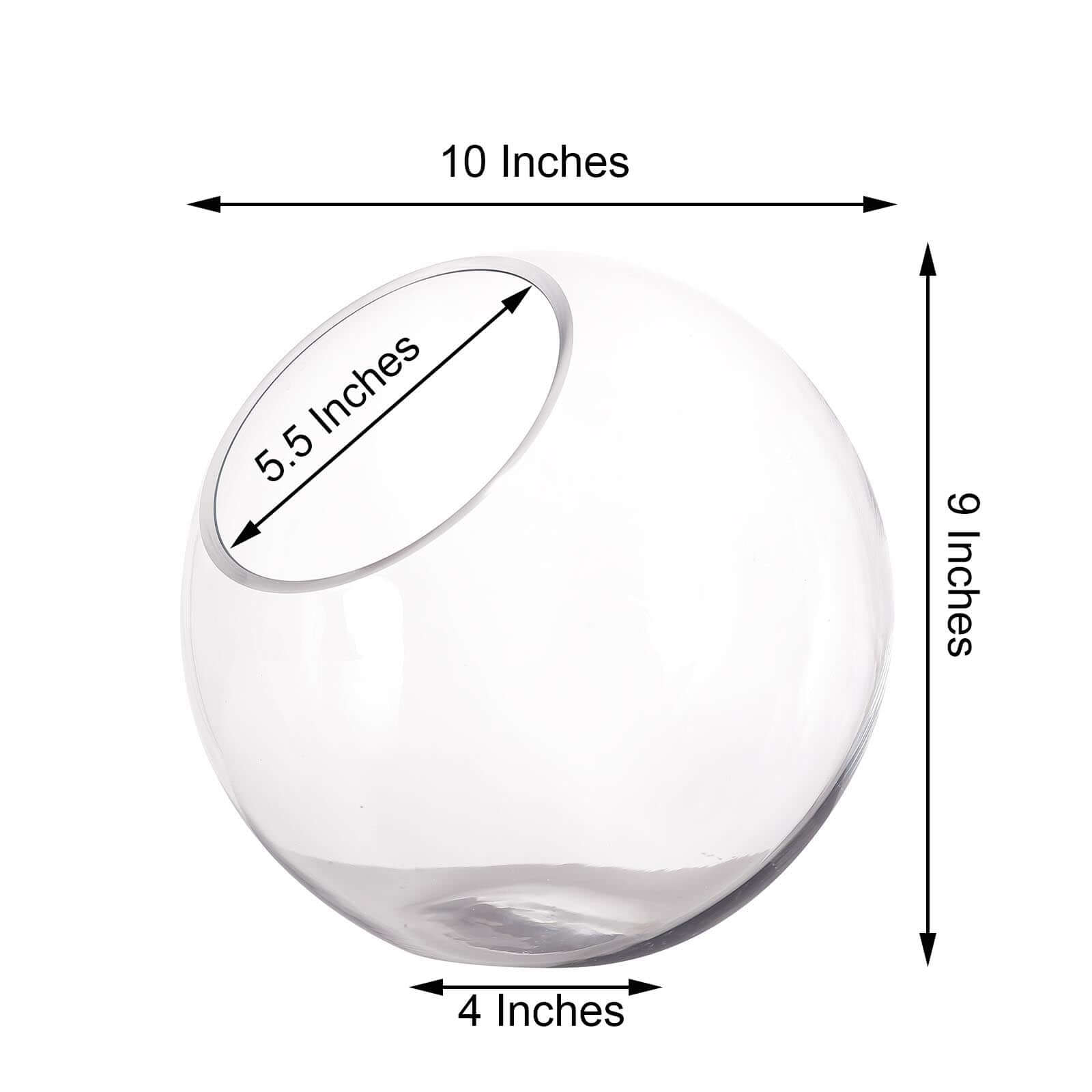 Glass Sphere Vase Slant Cut Design Clear - Hobnail Bubble Candle Holder for Wedding Tables 9"