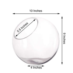 Glass Sphere Vase Slant Cut Design Clear - Hobnail Bubble Candle Holder for Wedding Tables 9"