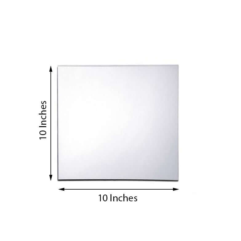 6-Pack Hanging Wall Decor Square Glass Mirror Table Centerpiece - Reflective Decorative Display 10"