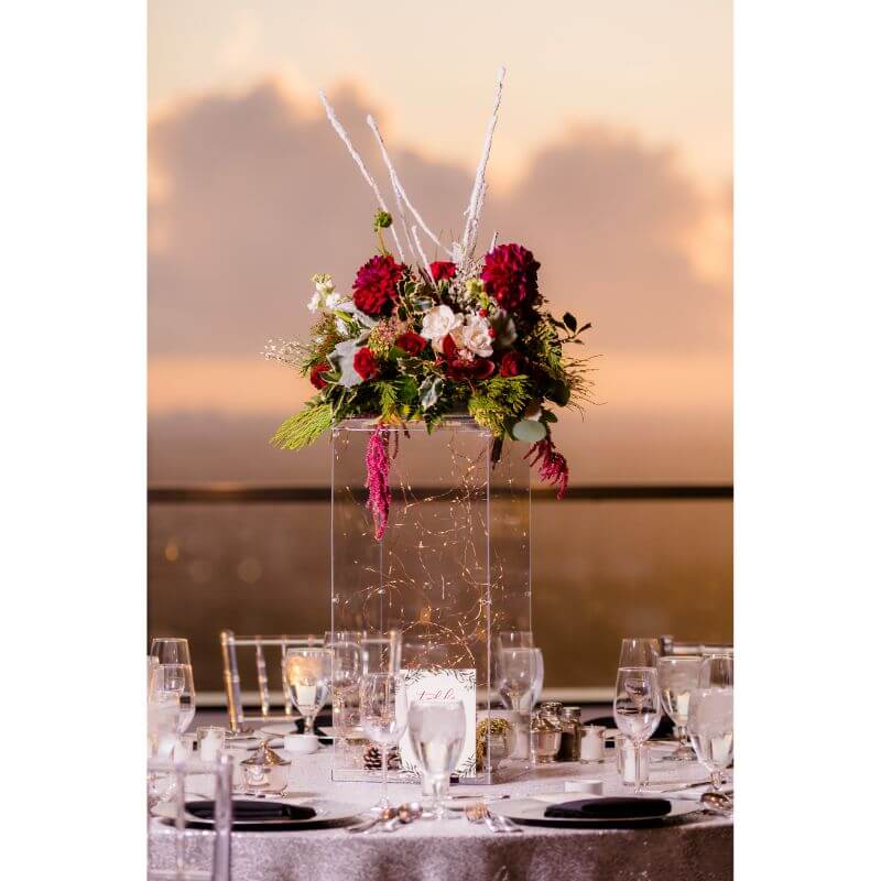 40" Floor Standing Clear Acrylic Display Box, Transparent Pedestal Riser with Interchangeable Lid and Base