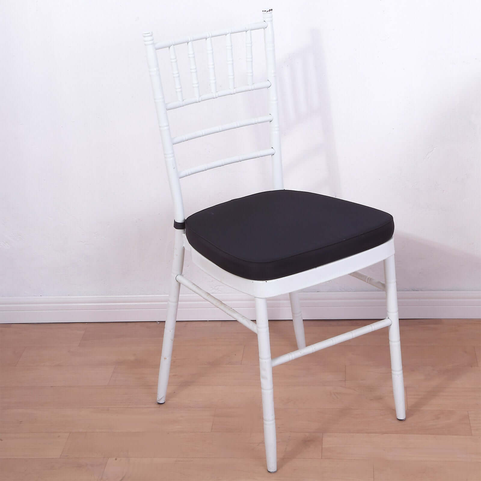 Chiavari Chair Cushion with 1.5" Thick Memory Foam and Ties Black - Stylish Removable Cover for Comfort