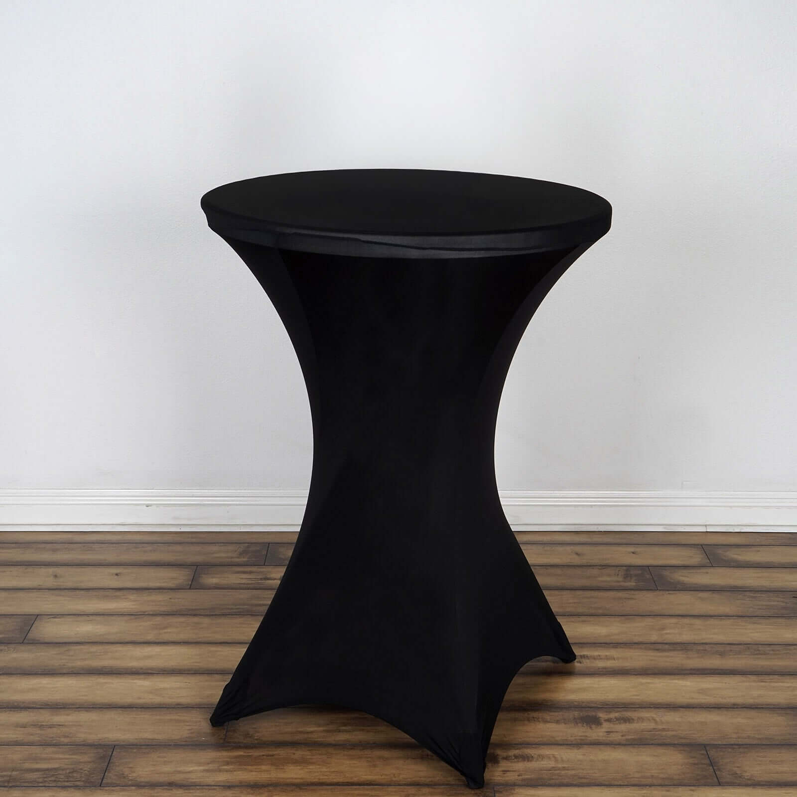 Spandex 24"-32" Round Cocktail Table Cover Black - Easy to Maintain Stretch Fitted Highboy Tablecloth for Stylish Events