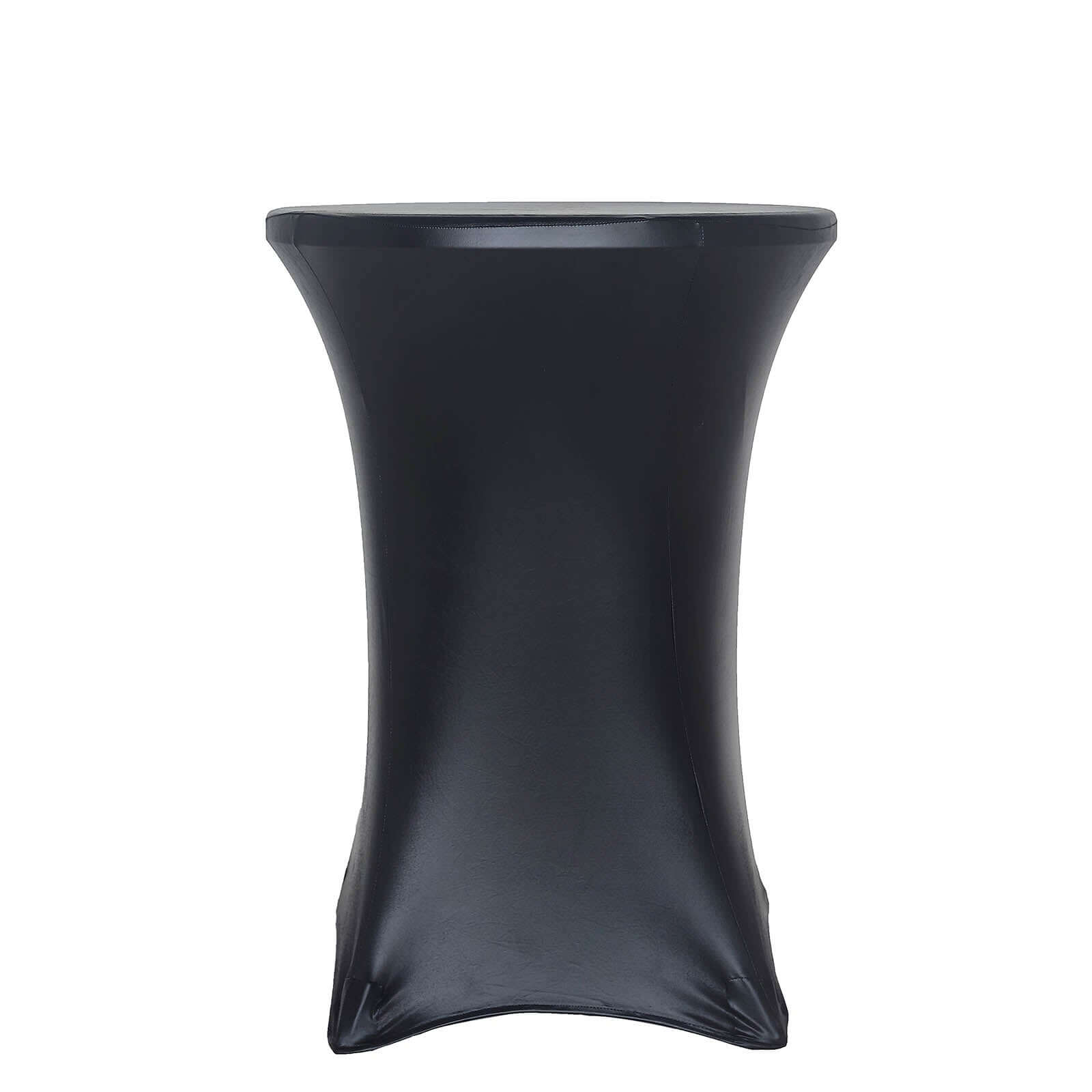 Metallic Spandex 32" Fitted Round Cocktail Table Cover Black Highboy Tablecloth - Stretch Fit & Water-Resistant