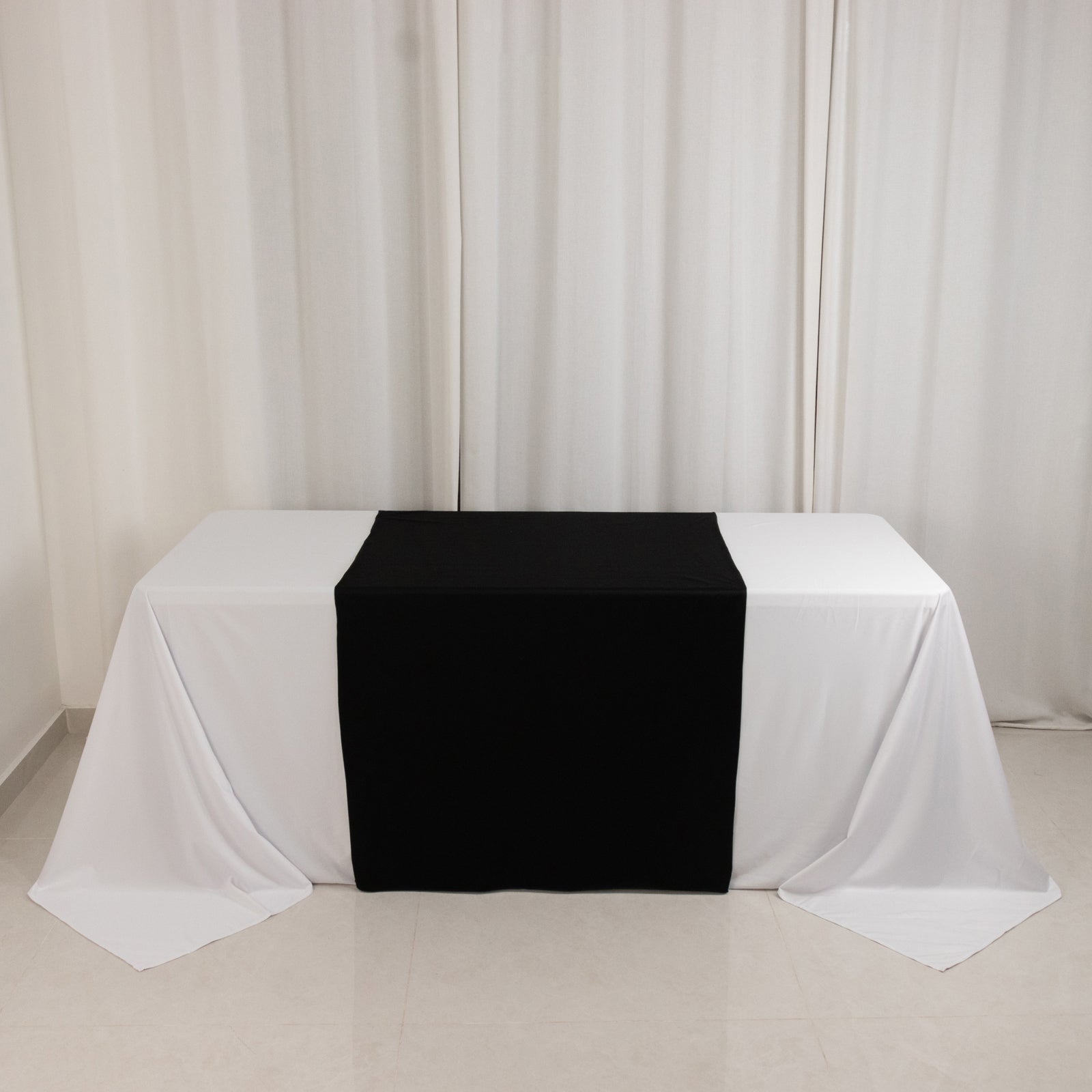 Wide Polyester 36"x72" Table Runner Black - Durable Trade Show Table Linen