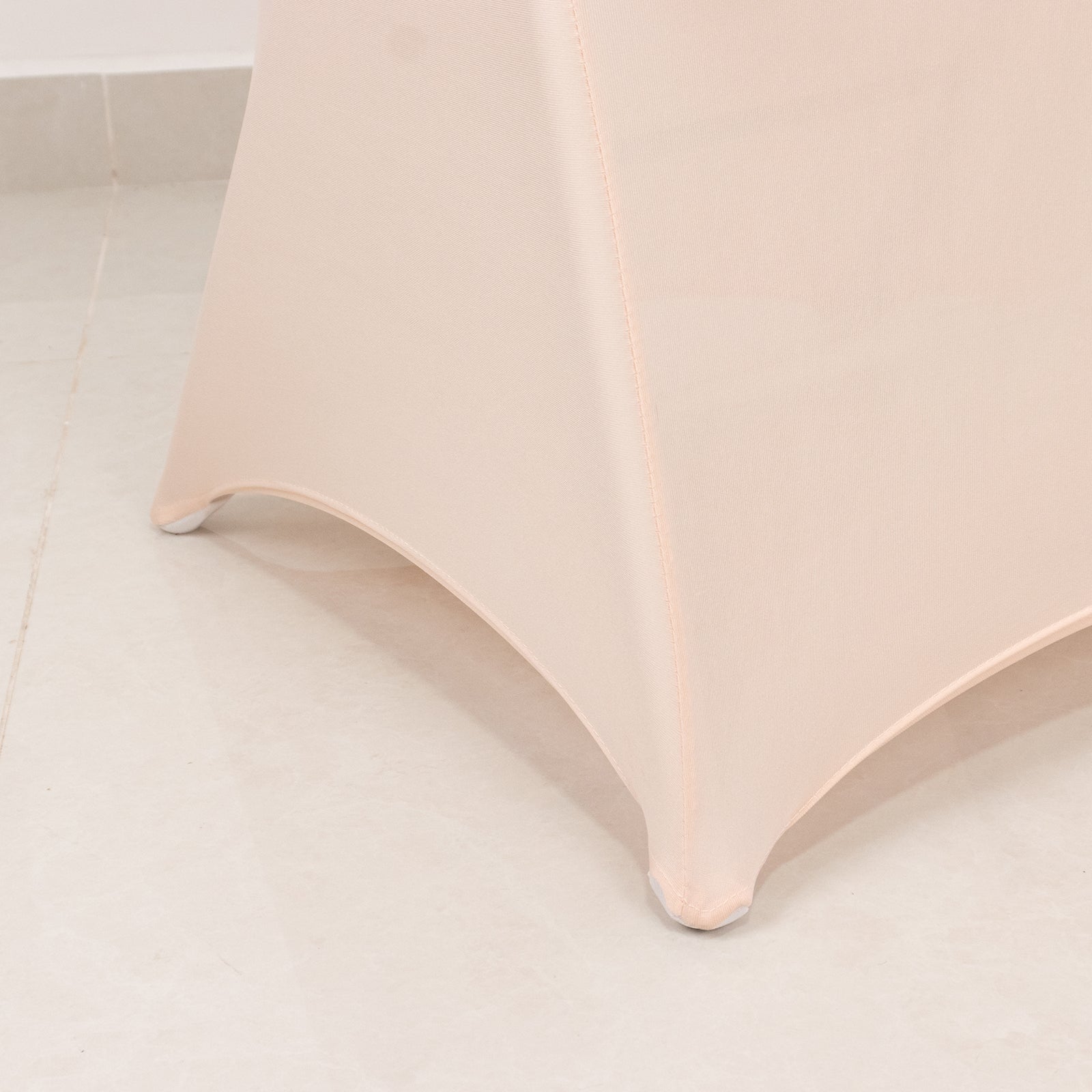 Stretch Spandex Chair Cover Blush for Folding Chairs - Secure Fit Slipcover with Silver Rhinestone Buckled Sash Band