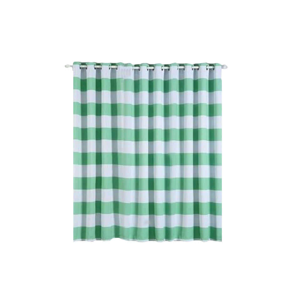 2 Pack White Mint Cabana Stripe Thermal Blackout Curtains With Chrome Grommet Window Treatment Panels - 52"x84"