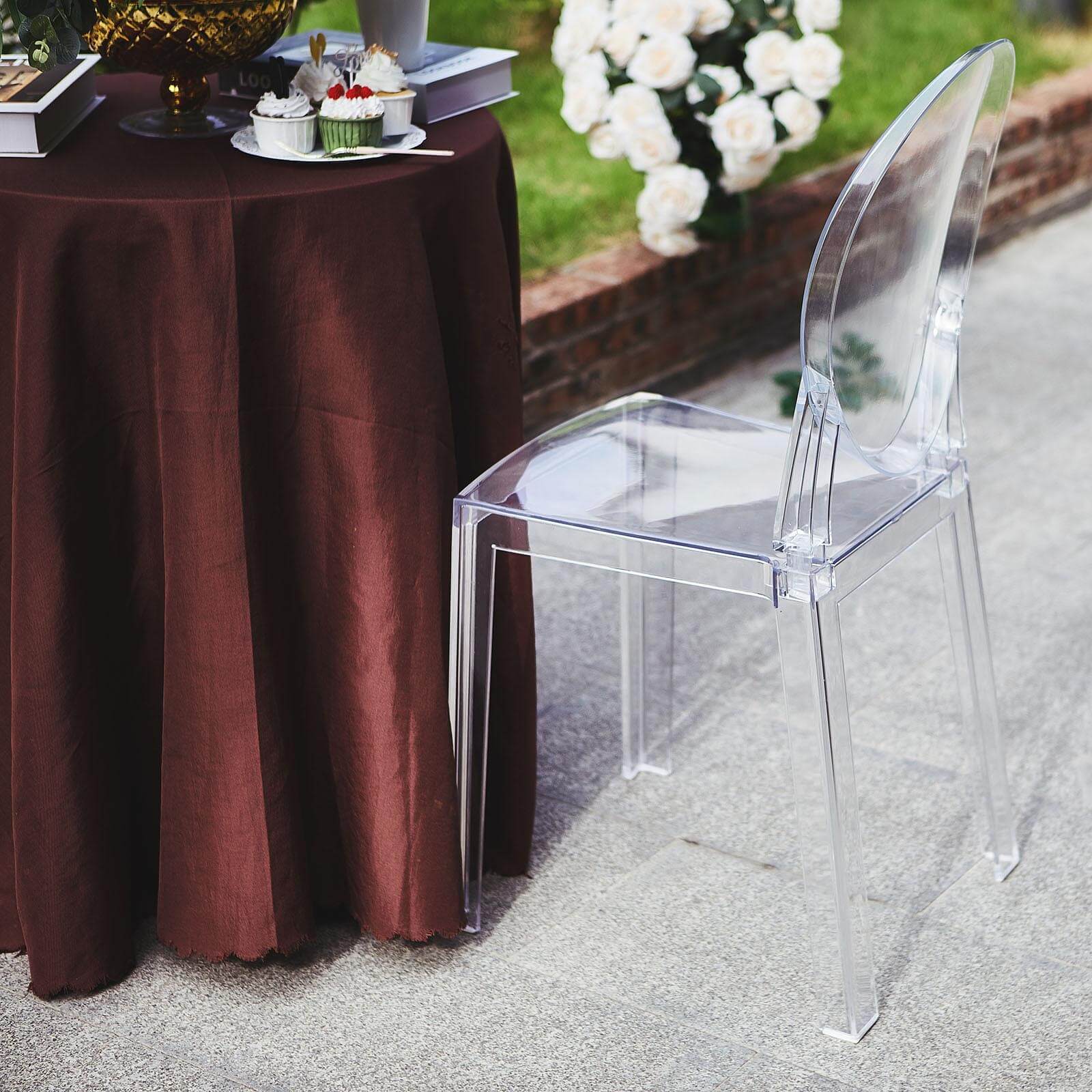 Acrylic Ghost Chair with Oval Back for Banquet Use Clear - Sleek Transparent Armless Accent Chair for Weddings & Gatherings