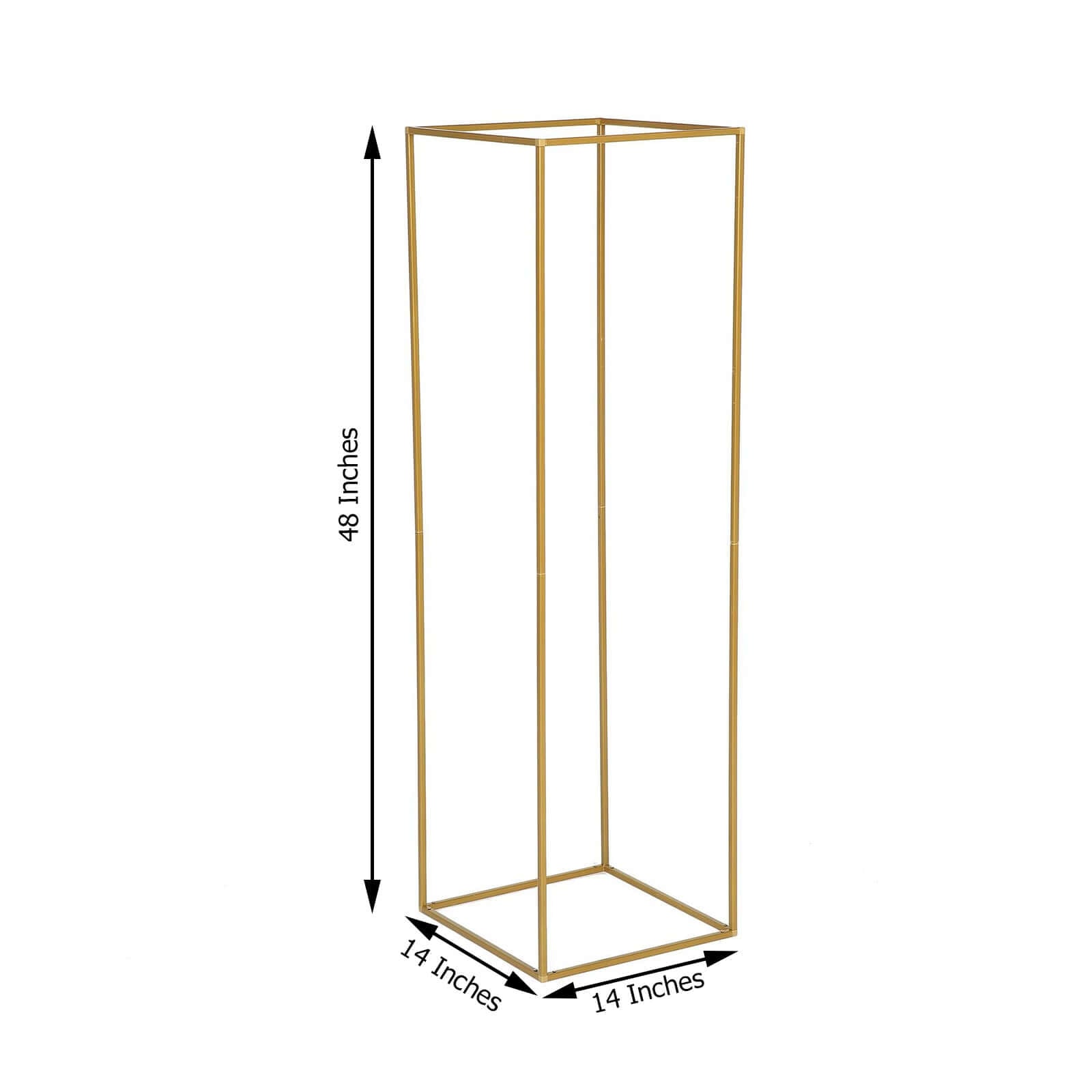 2-Pack Wedding Flower Stand Gold Metal Geometric Column Frame Rectangular - Versatile Floral Pedestal for Upscale Arrangements 48"