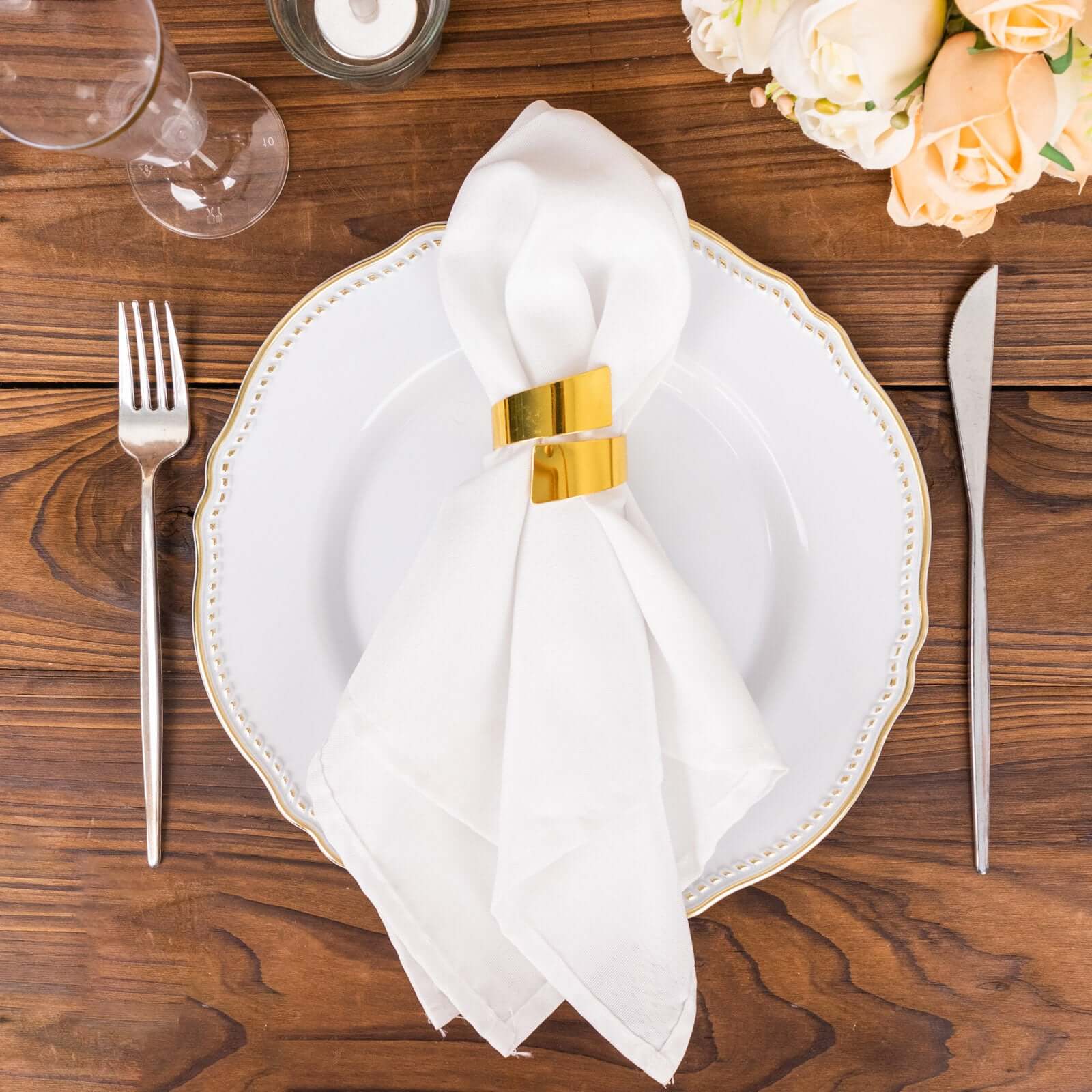 4 Pack Shiny Gold Metal Swirl Wrap Cuff Band Napkin Rings, Decorative Scroll Serviette Buckle Napkin Holders