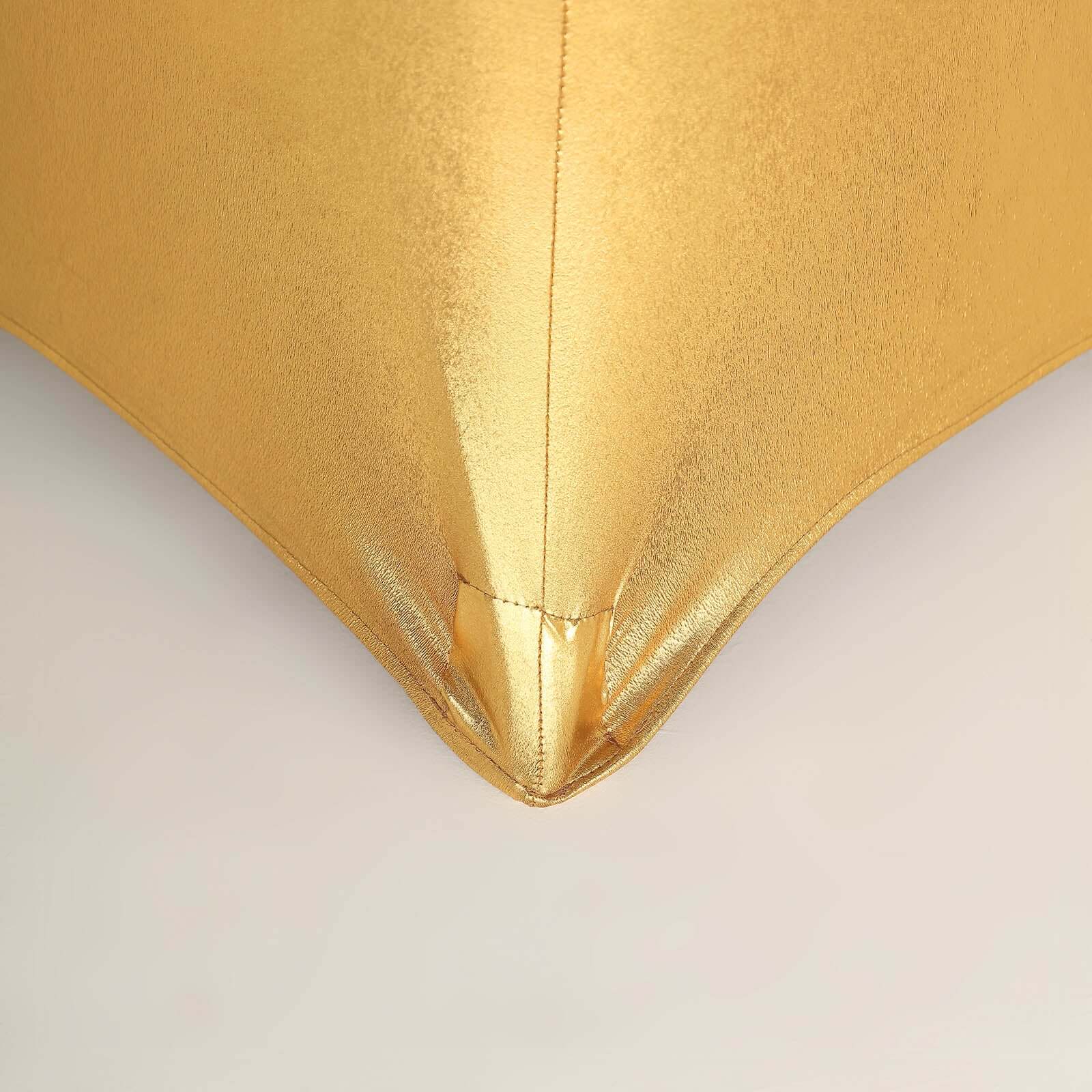 Metallic Spandex 32" Fitted Round Cocktail Table Cover Gold Highboy Tablecloth - Stretch Fit & Water-Resistant for Stylish Decor