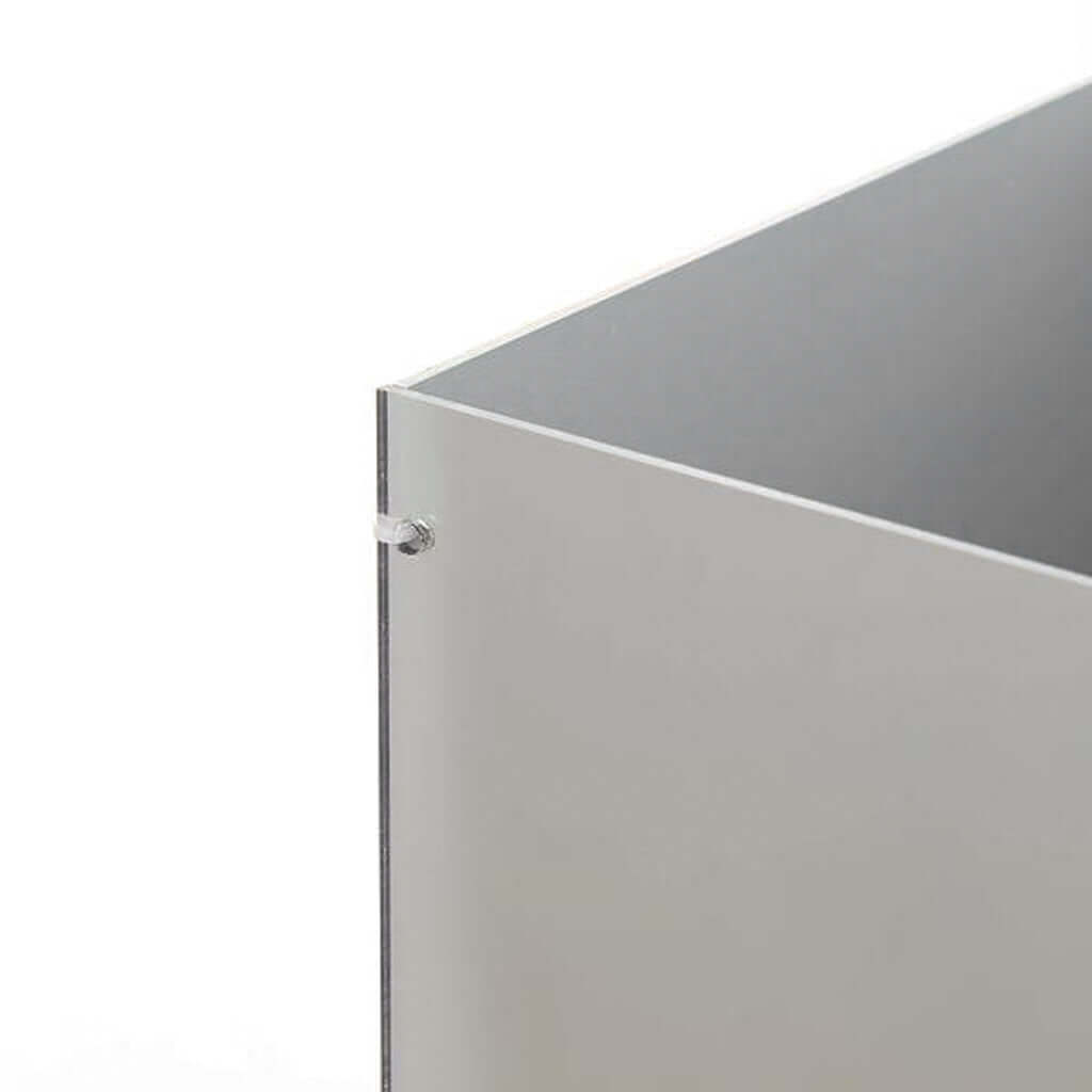 12" Silver Mirrored Acrylic Display Box, Pedestal Riser with Interchangeable Lid and Base