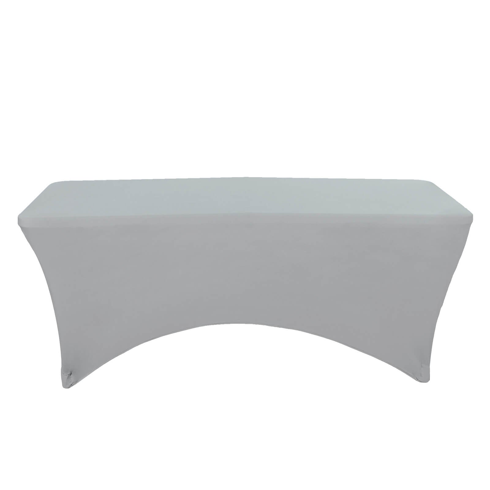 Stretch Spandex 96"x30" Rectangle Table Cover Silver - Durable Form-Fitting Tablecloth