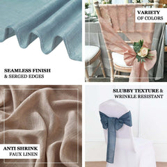5 Pack Linen Chair Sashes 6"x108" Slubby Textured Silver - Durable Wrinkle-Resistant Decor for Weddings & Gatherings