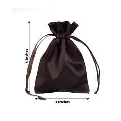 12 Pack 3" Chocolate Satin Drawstring Wedding Party Favor Gift Bags - Clearance SALE