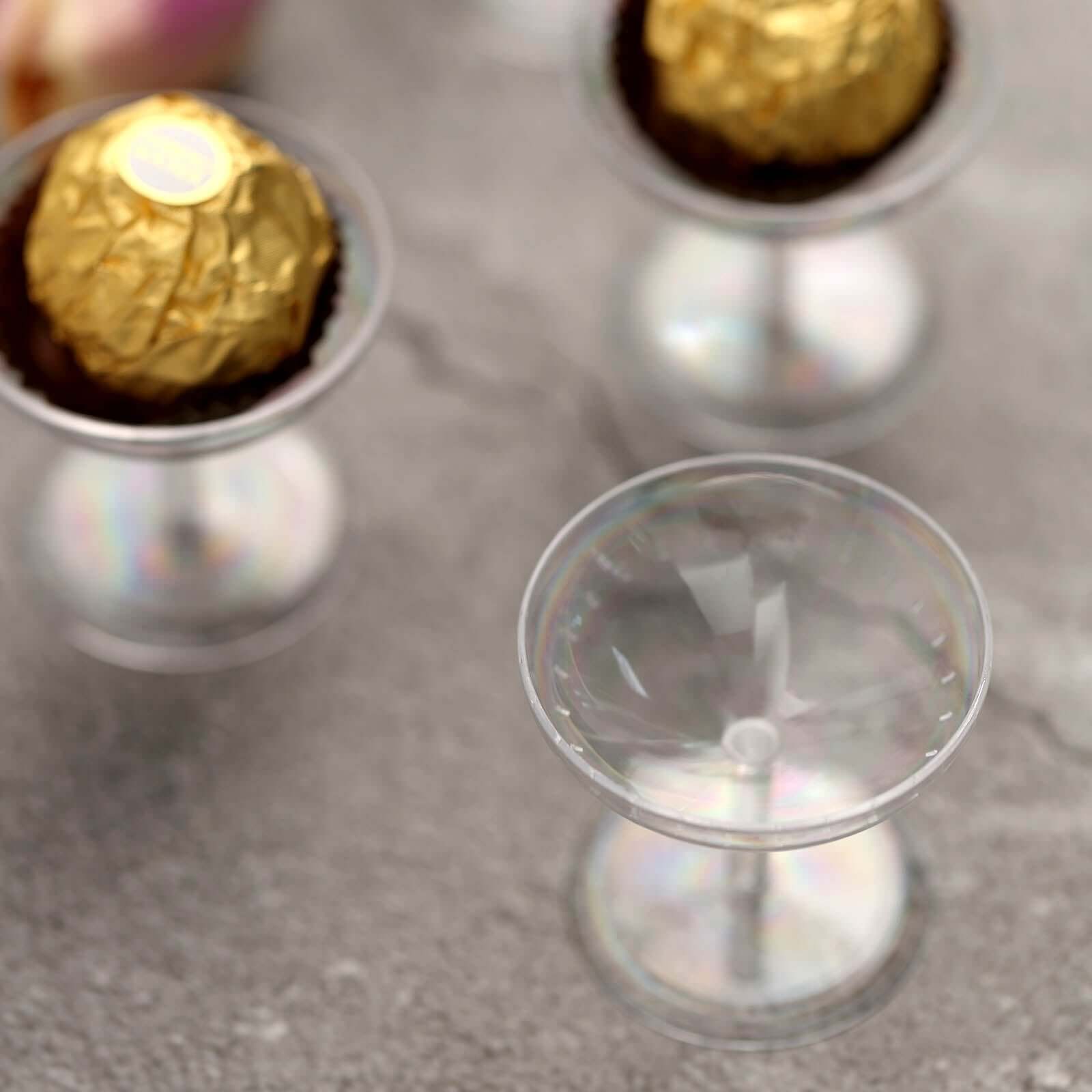 12-Pack Plastic Dessert Cup Candy Dishes Clear - Decorative Mini Pedestal Stands for Treats 2"