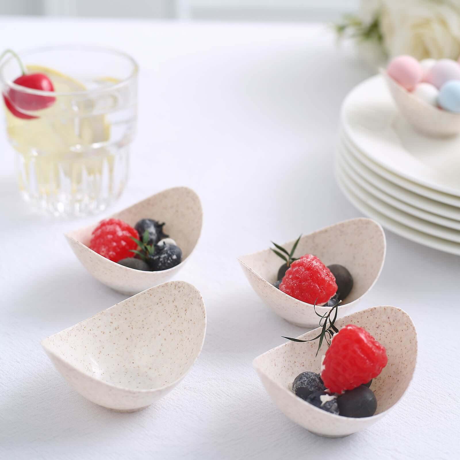 24-Pack Mini Wheat Straw Fiber Dessert Cups Biodegradable Eco-Friendly - Perfect for Ice Cream 3"