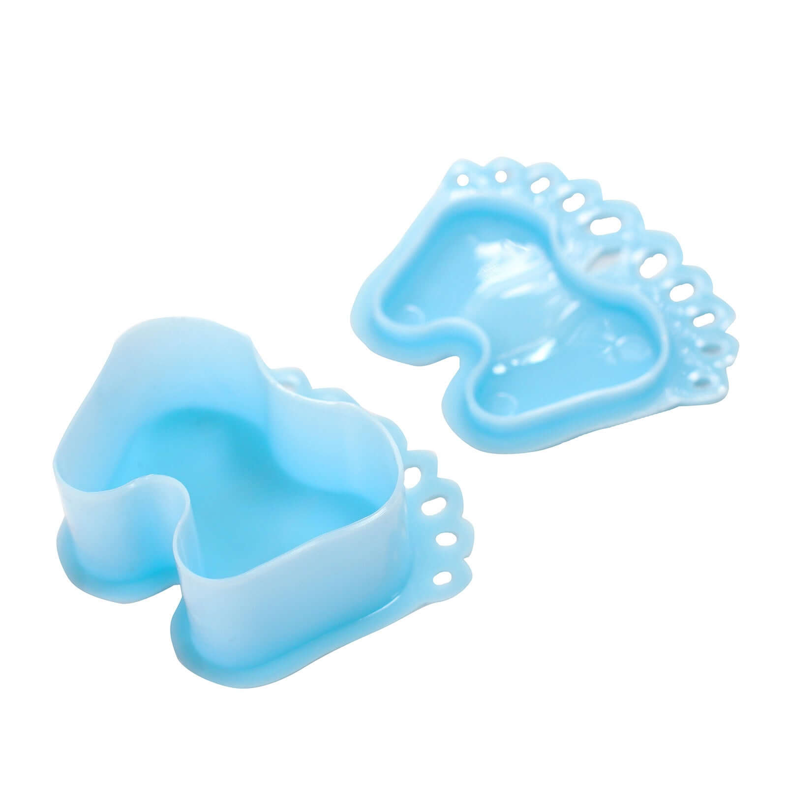 12-Pack Fillable Mini Candy Container in Baby Feet Style Clear/Light Blue - Unique Candy Treat Favor Boxes for Baby Shower 3.5"