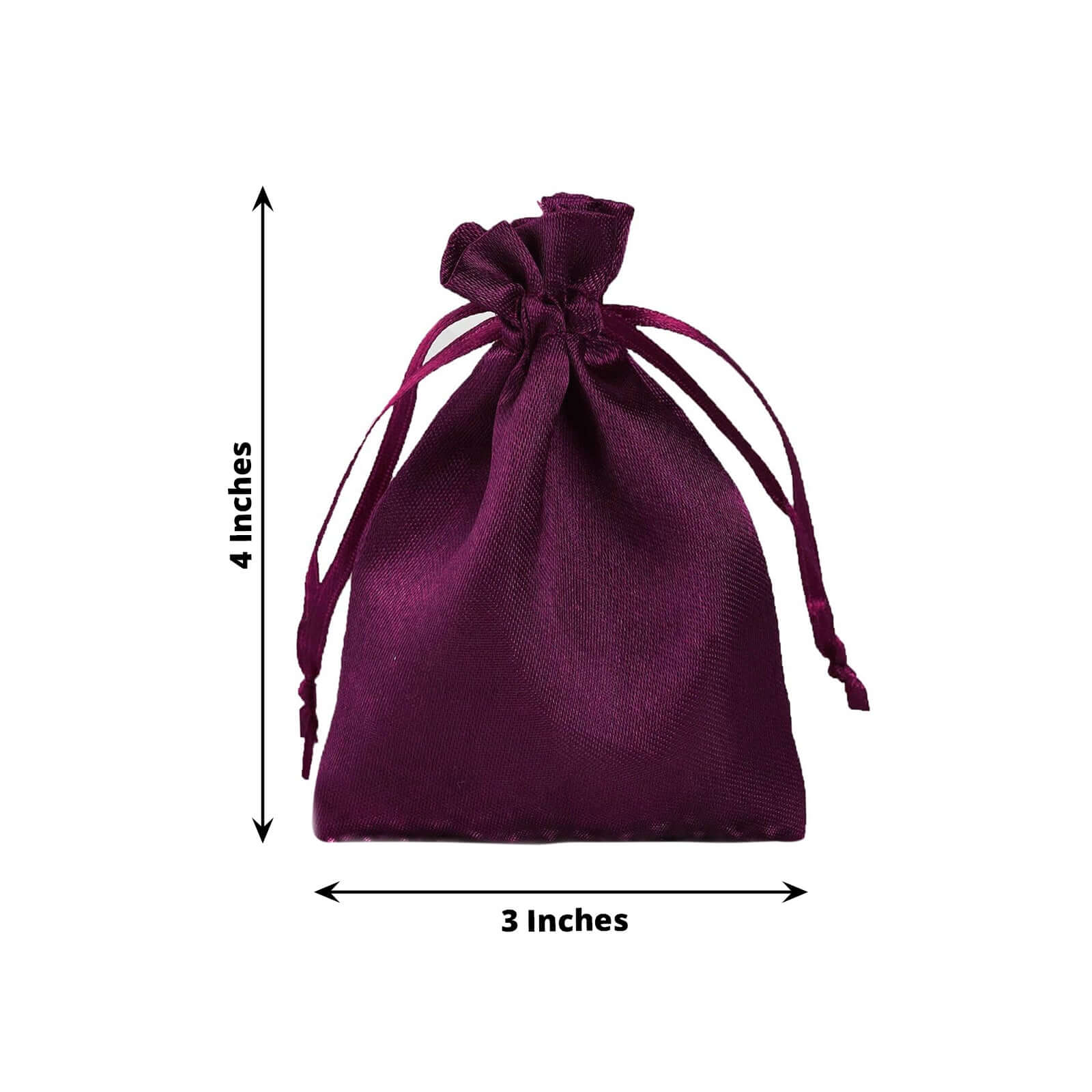 12 Pack 3" Eggplant Satin Drawstring Wedding Party Favor Gift Bags