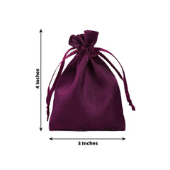 12 Pack 3" Eggplant Satin Drawstring Wedding Party Favor Gift Bags
