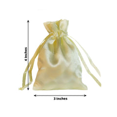 12 Pack 3" Yellow Satin Drawstring Wedding Party Favor Gift Bags