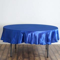 Satin 90" Round Tablecloth Royal Blue - Smooth and Lustrous Table Cover