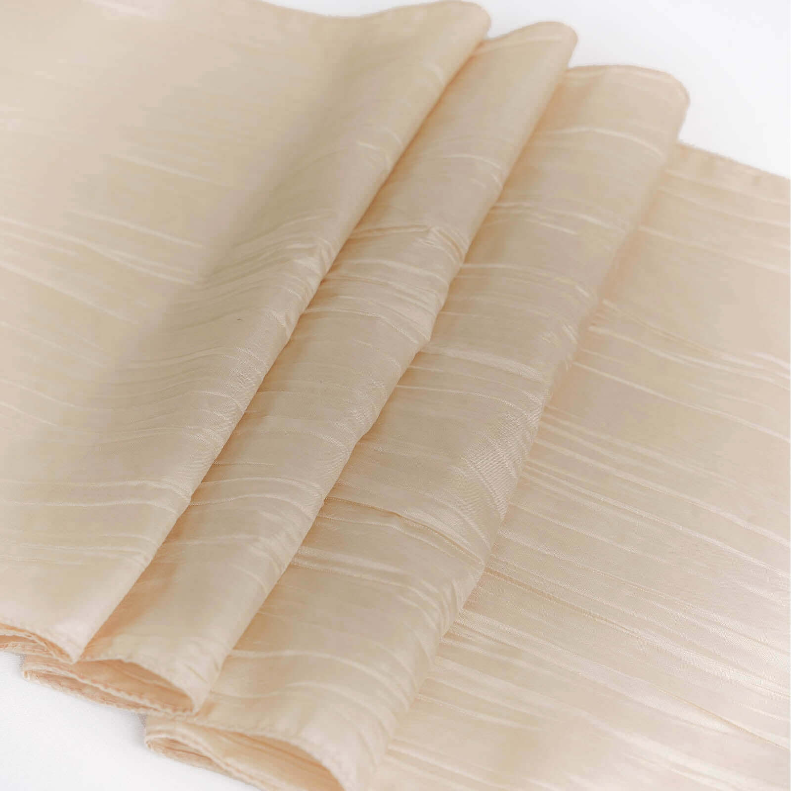 Taffeta 12"x108" Table Runner Beige - Accordion Crinkle Design