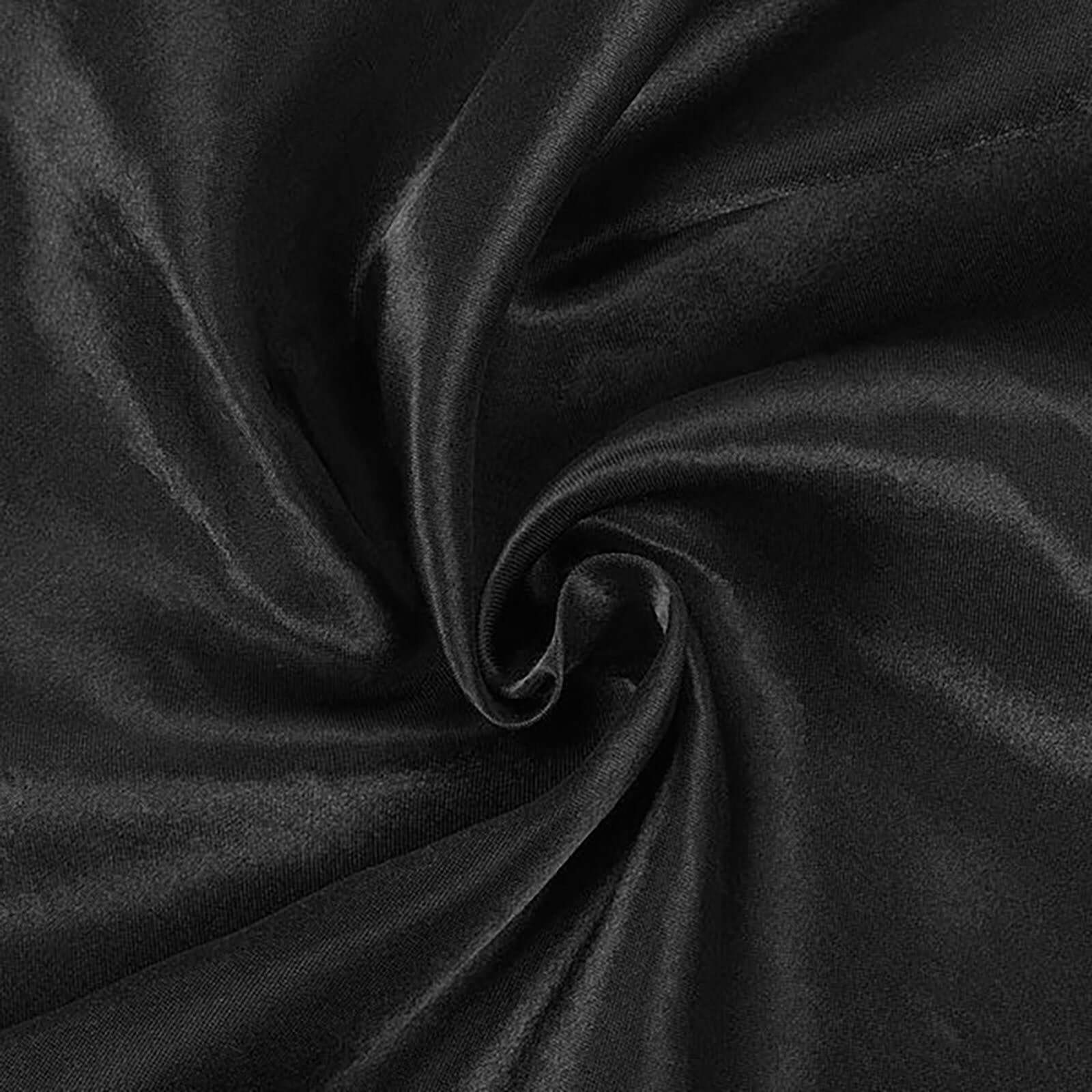 Satin Rectangular 90"x156" Tablecloth Black - Seamless Stylish Table Cover for Wedding & Event Decoration
