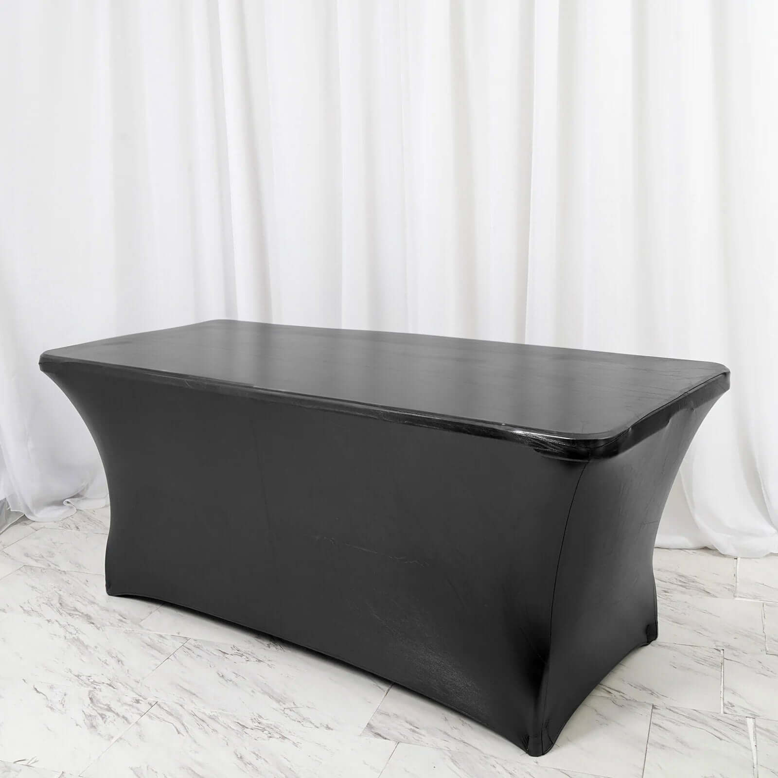 Stretch Spandex 72"x30" Rectangle Tablecloth Metallic Black - Form-Fitting Table Cover