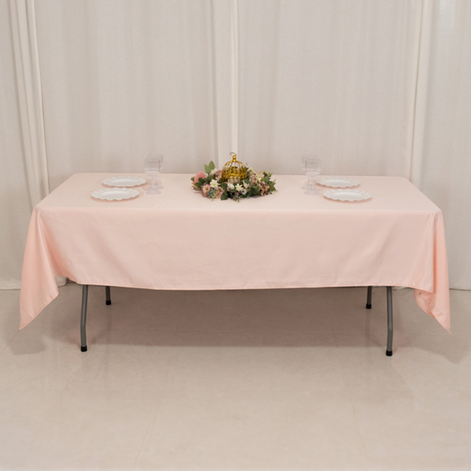 Lamour Satin 60"x102" Rectangle Tablecloth Blush - Durable & Silky Soft Feel Table Cover