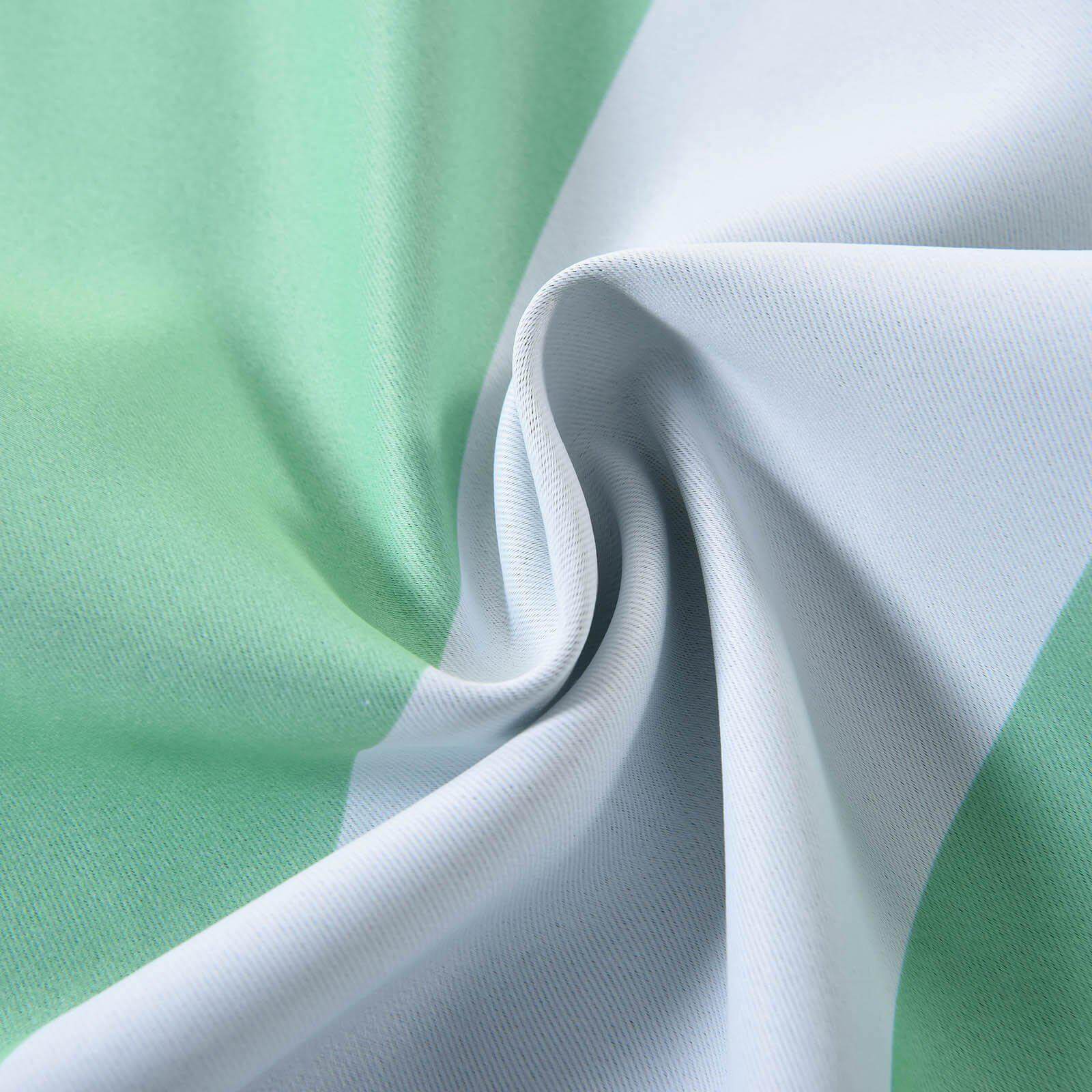 2 Pack White Mint Cabana Stripe Thermal Blackout Curtains With Chrome Grommet Window Treatment Panels - 52"x84"
