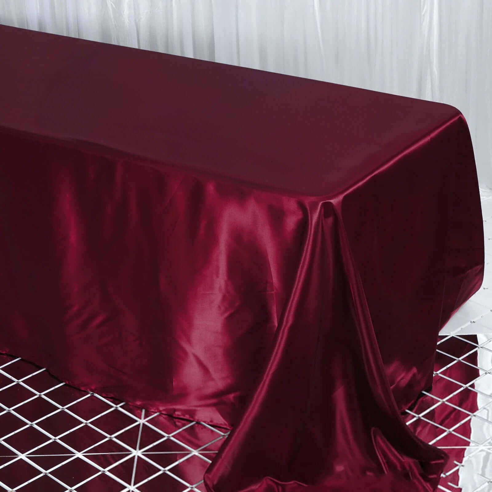 Satin Rectangular 90"x132" Tablecloth Burgundy Satin - Seamless Table Cover
