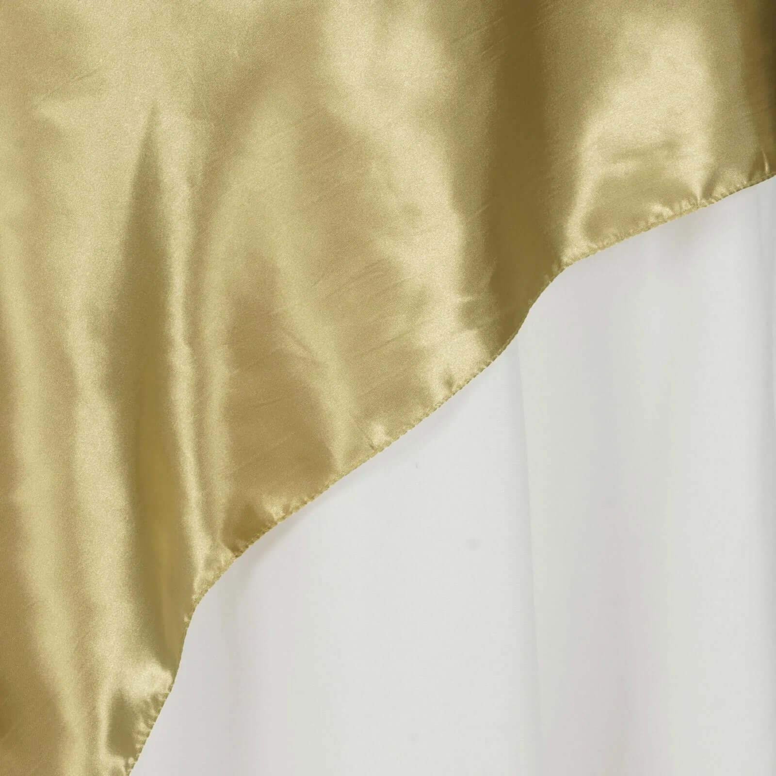 Satin 90"x90" Table Overlay Square Tablecloth Champagne - Smooth Finish Table Topper