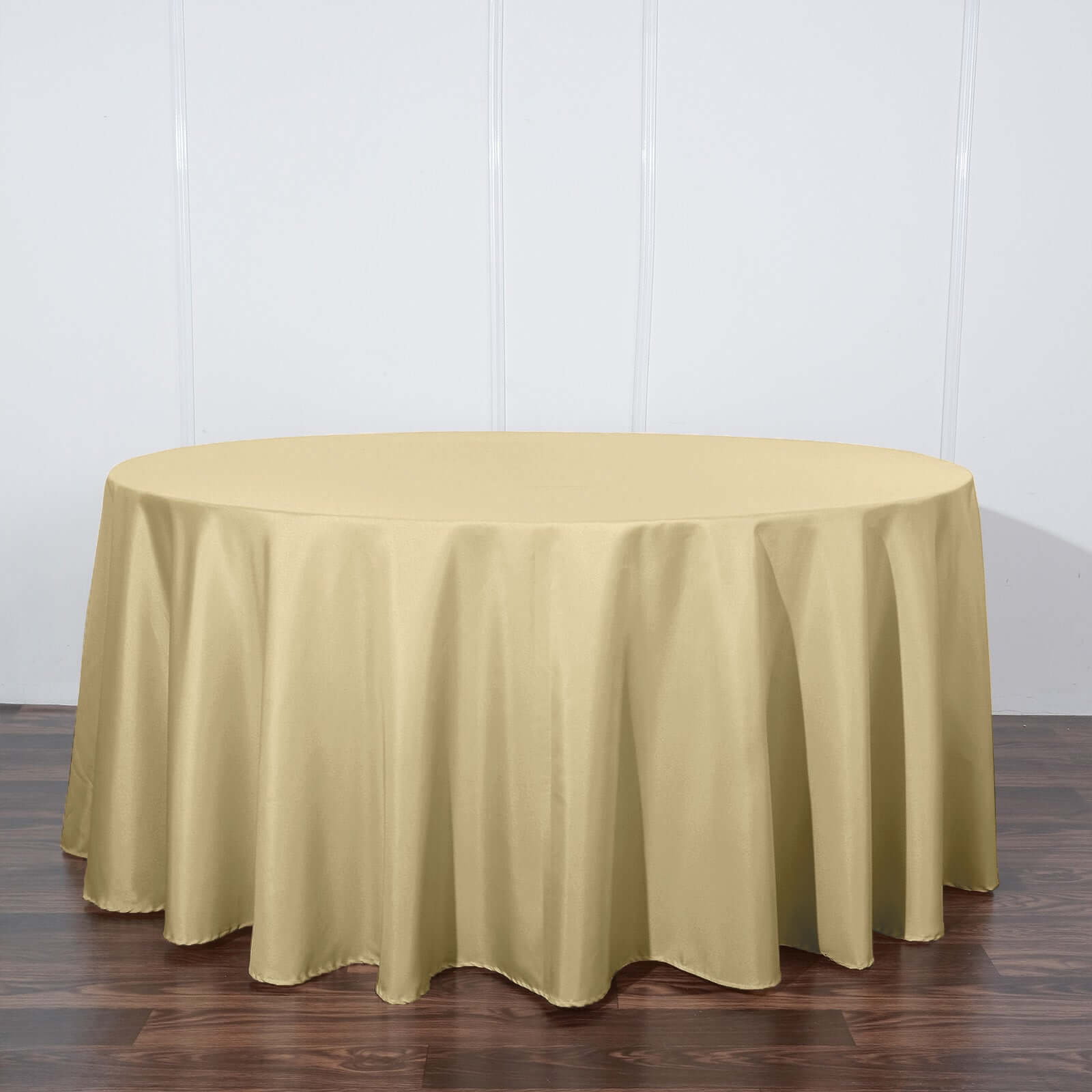 Polyester 120" Round Tablecloth Champagne - Seamless Wrinkle-Resistant Table Cover