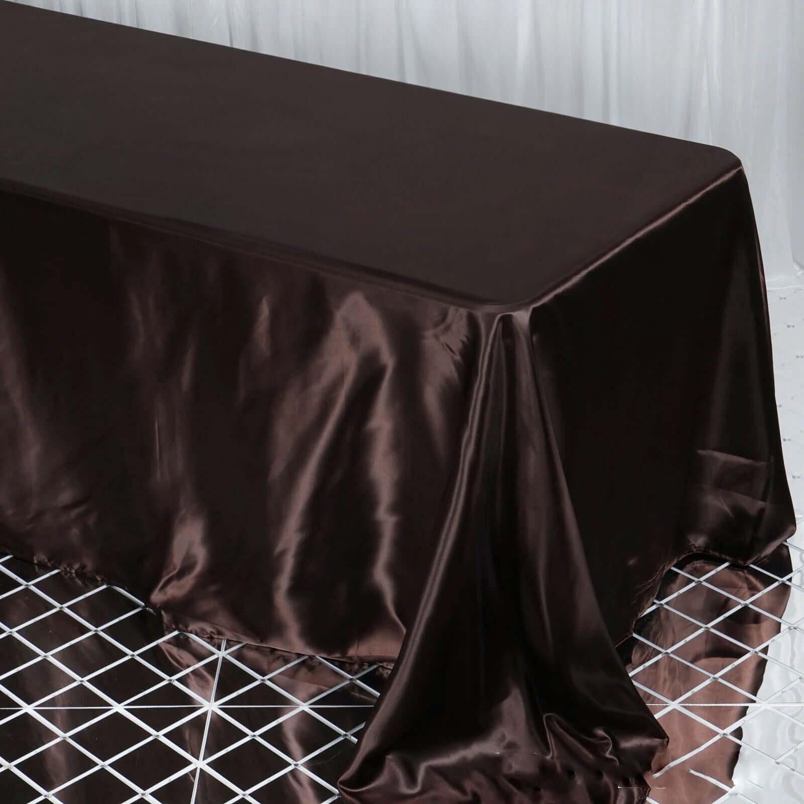 Satin Rectangular 90"x132" Tablecloth Chocolate Satin - Seamless Table Cover
